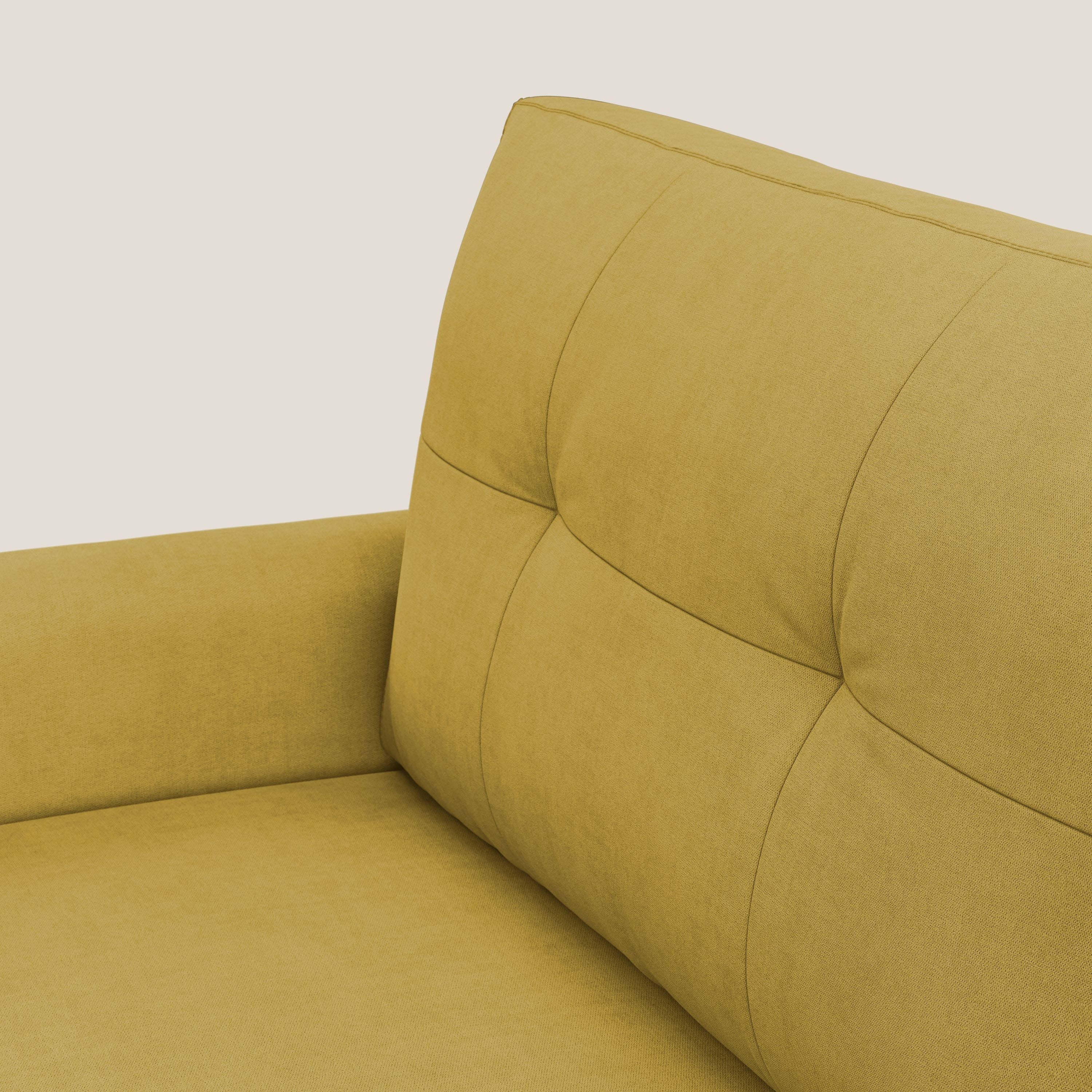 Callisto Divano letto angolare con penisola in tessuto morbido impermeabile T02 giallo - divani.store