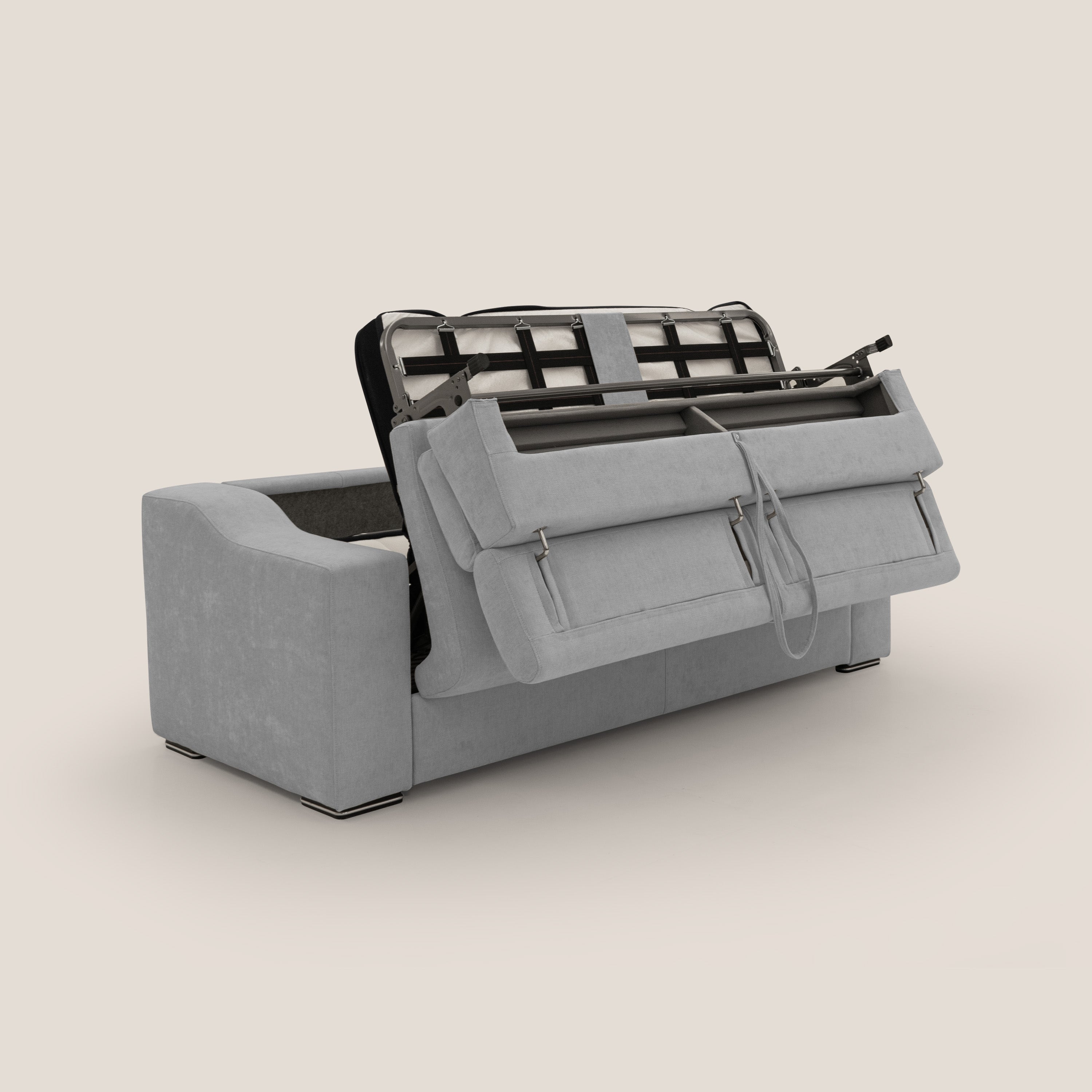 Bomber divano letto matrimoniale con poggiatesta in tessuto impermeabile T14 - divani.store