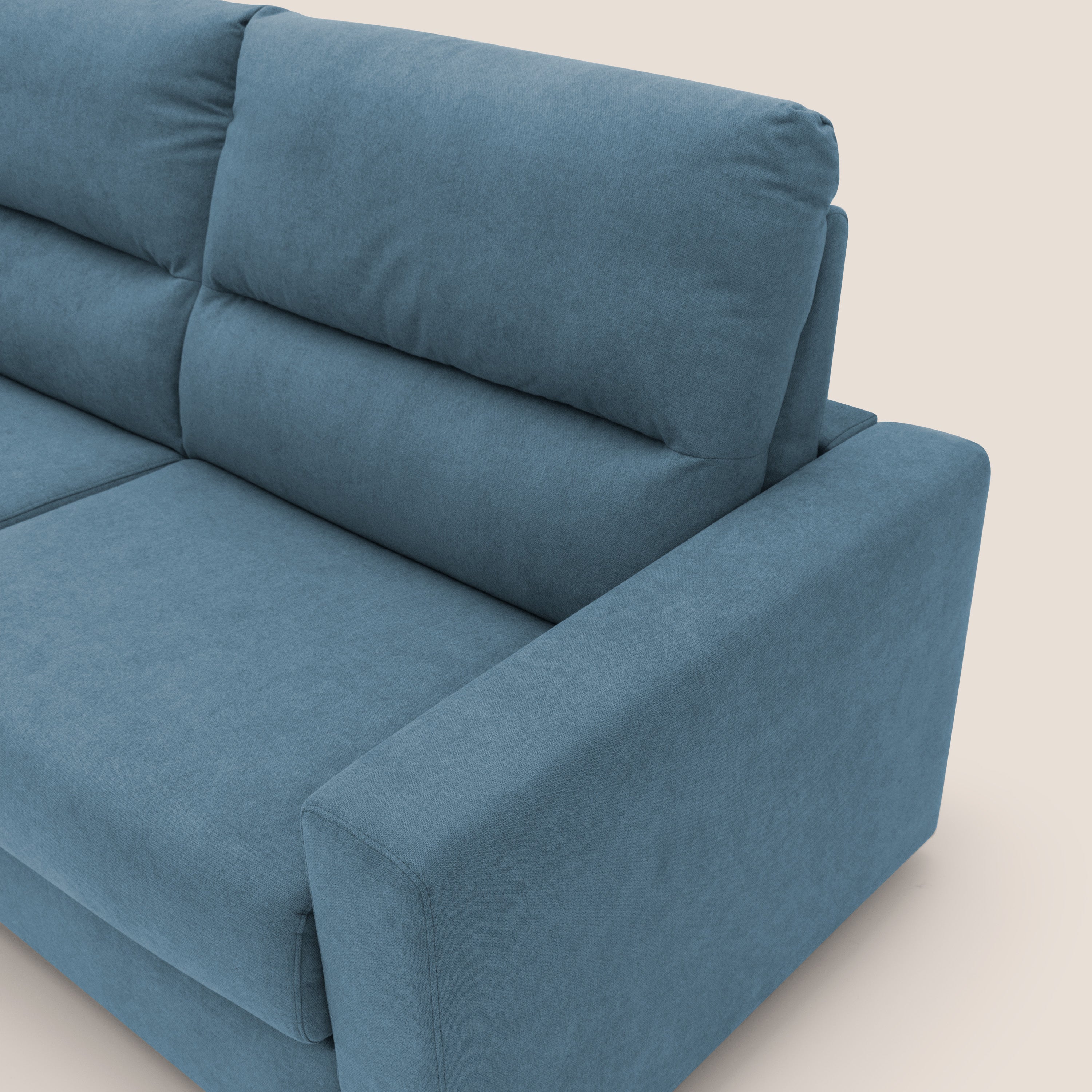 Paloma divano letto con materasso alto 18 cm con Aloe Vera in tessuto impermeabile blu - divani.store