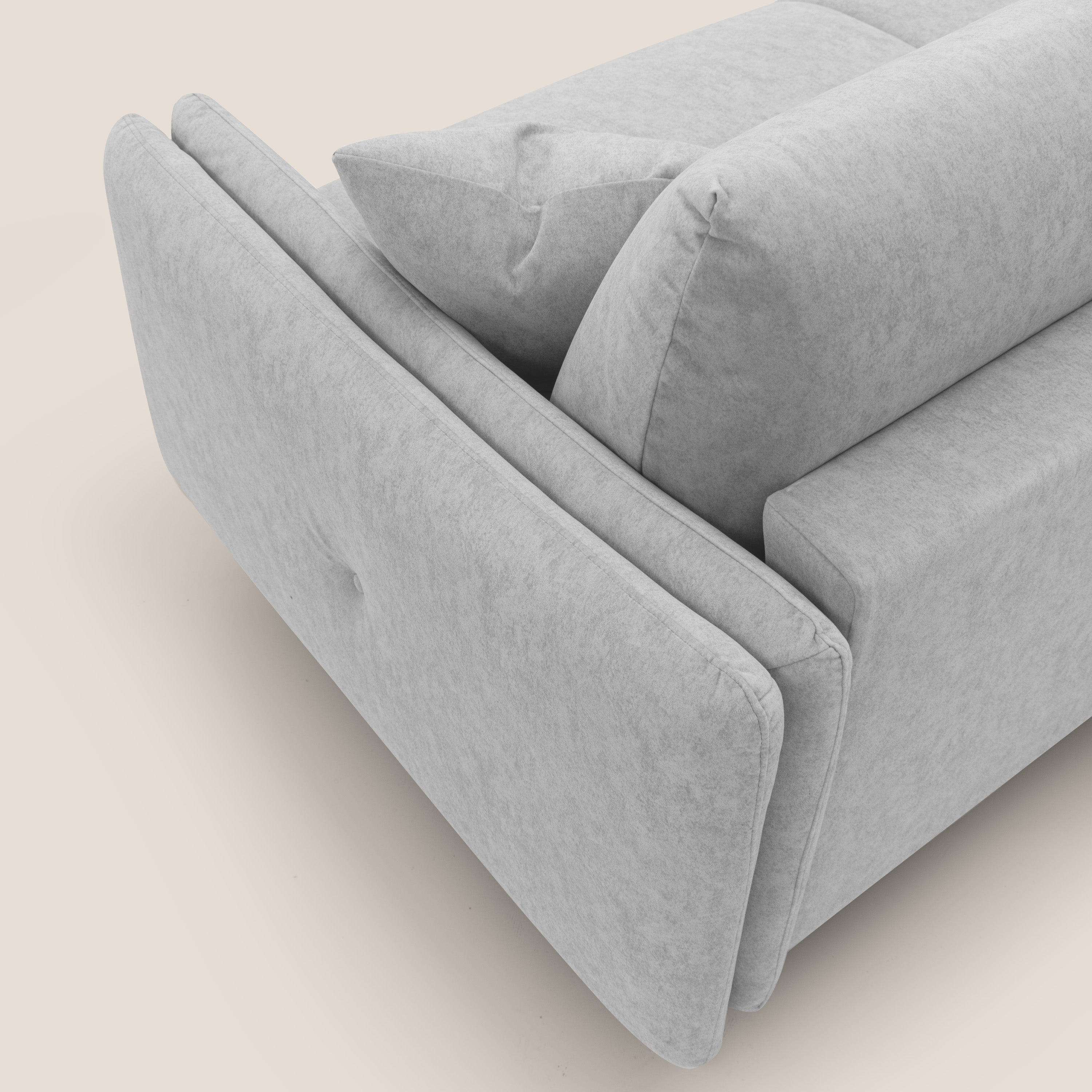 Gregory Divano letto con materasso h18 cm in microfibra effetto velluto impermeabile T09 grigio chiaro - divani.store