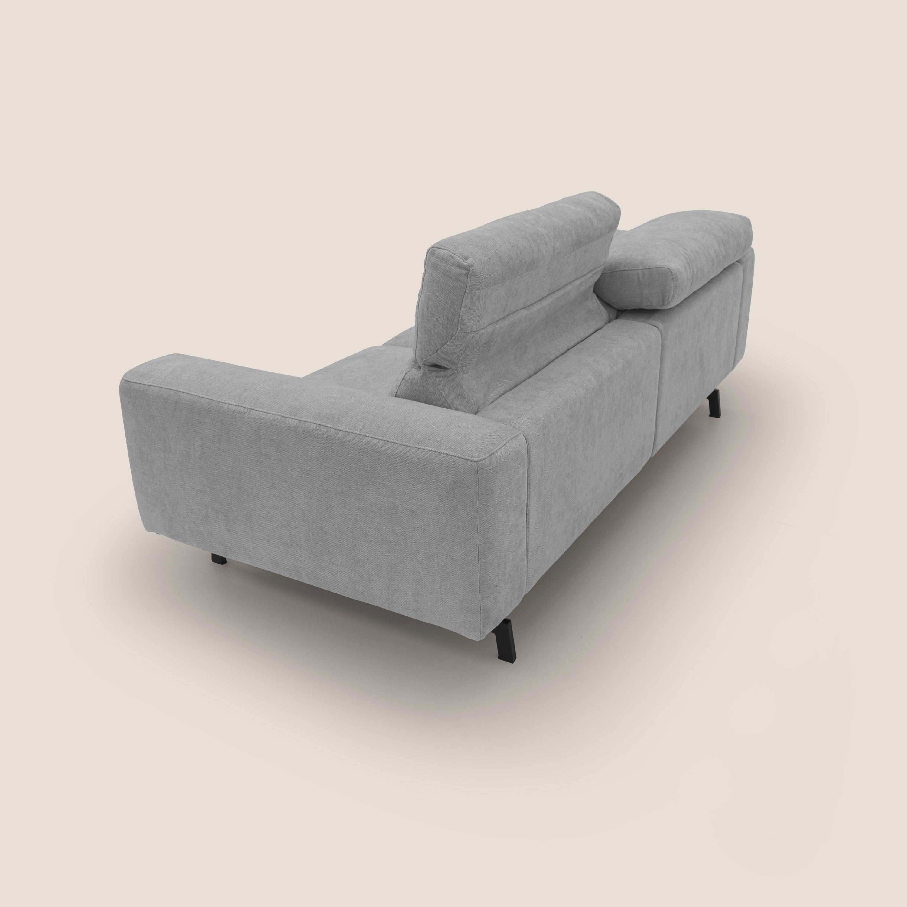 Sakura divano in piuma d'oca modulare componibile in morbido tessuto fiammato impermeabile T14 grigio chiaro - divani.store