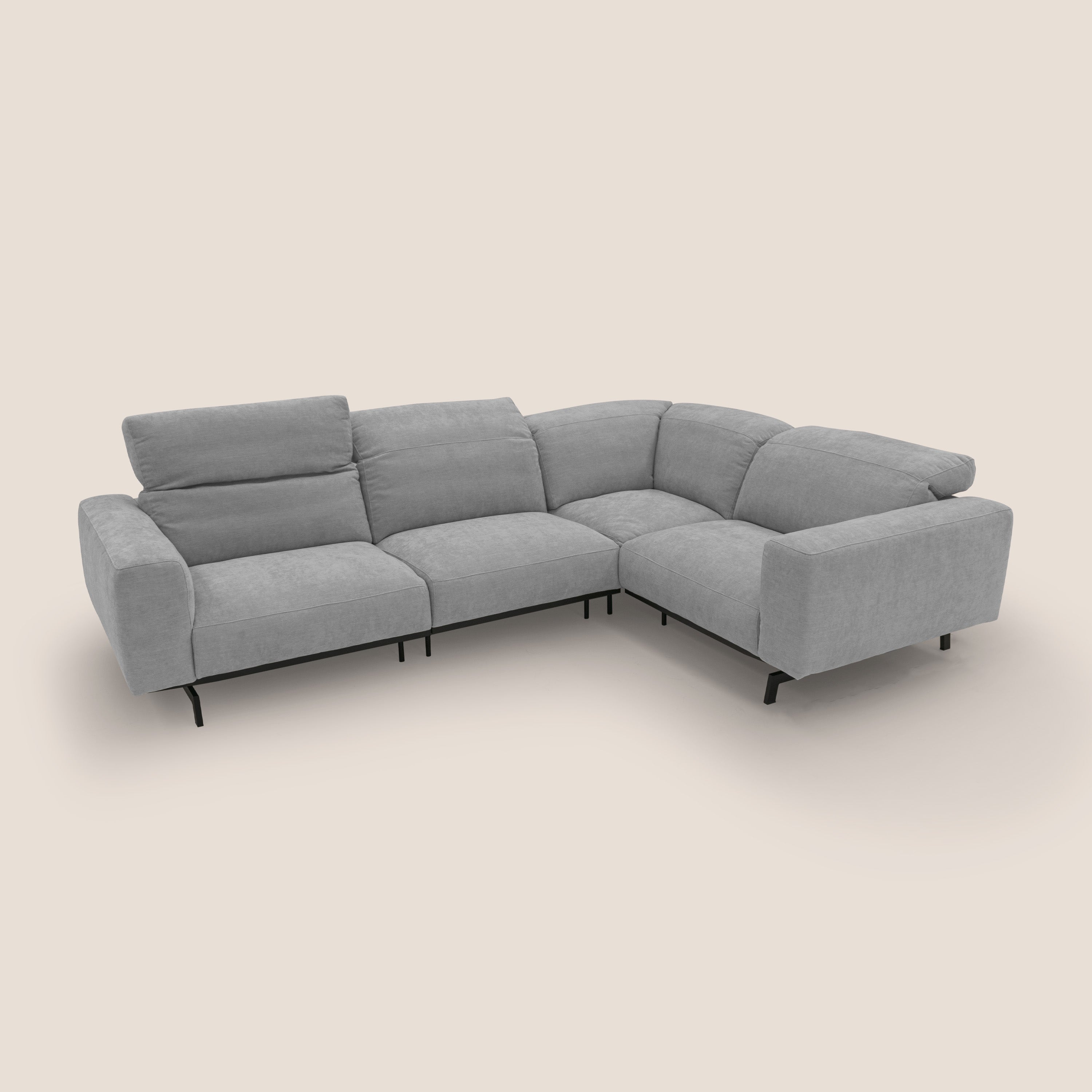 Sakura wendbares, modulares Ecksofa aus weichem, wasserfestem geflammtem Stoff T14 hellgrau