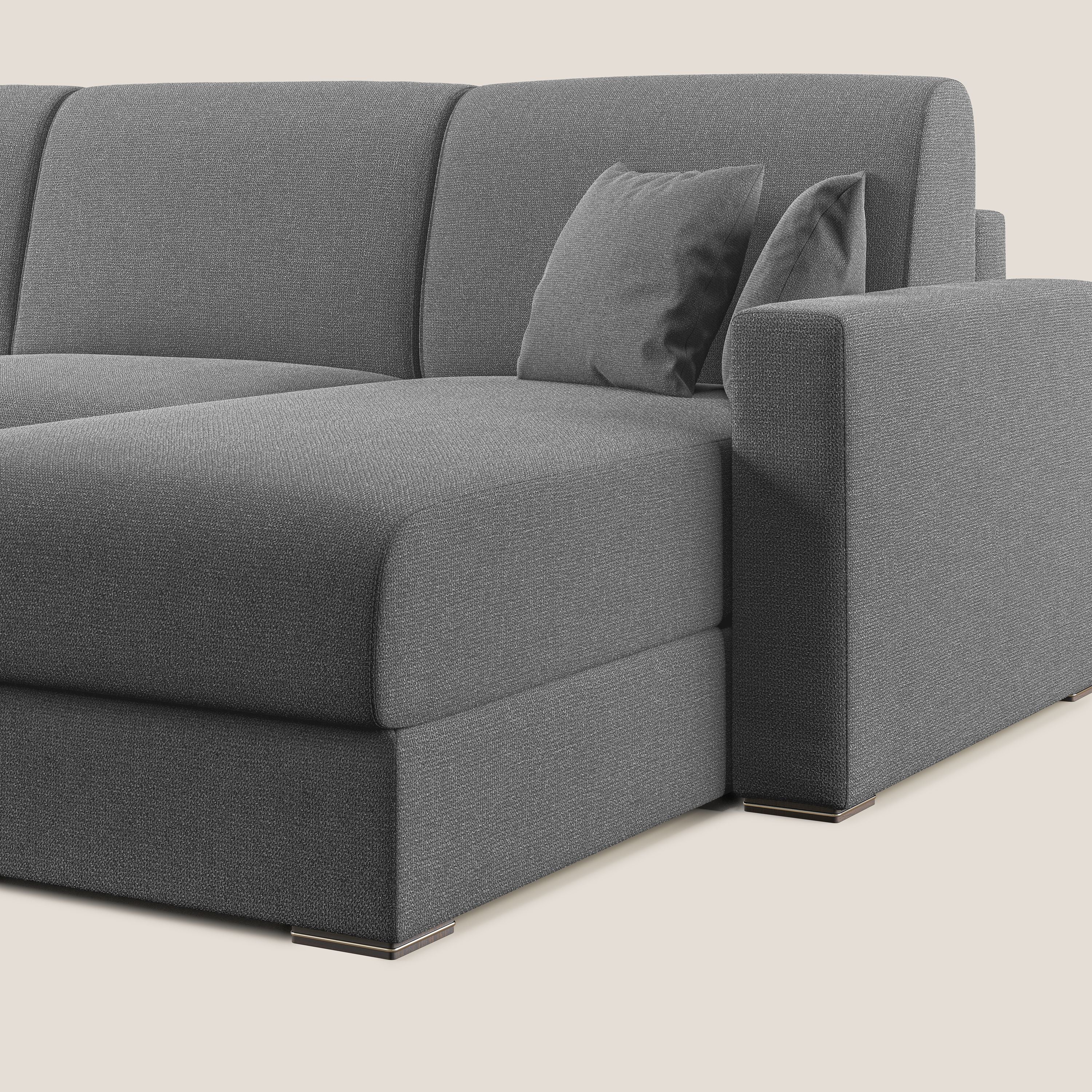 Best Divano letto angolare con penisola in tessuto smacchiabile QuickClean T08 grigio - divani.store