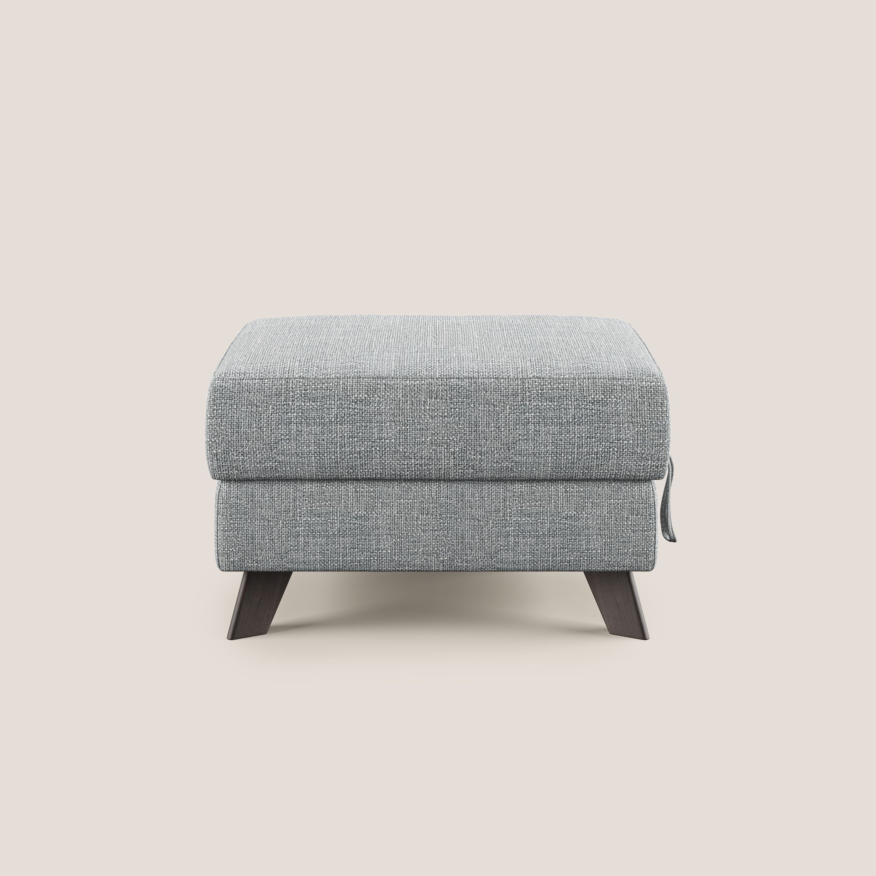 Moon Pouf contenitore e piedini alti in tessuto morbido ad intreccio soft-touch impermeabile T06 grigio - divani.store