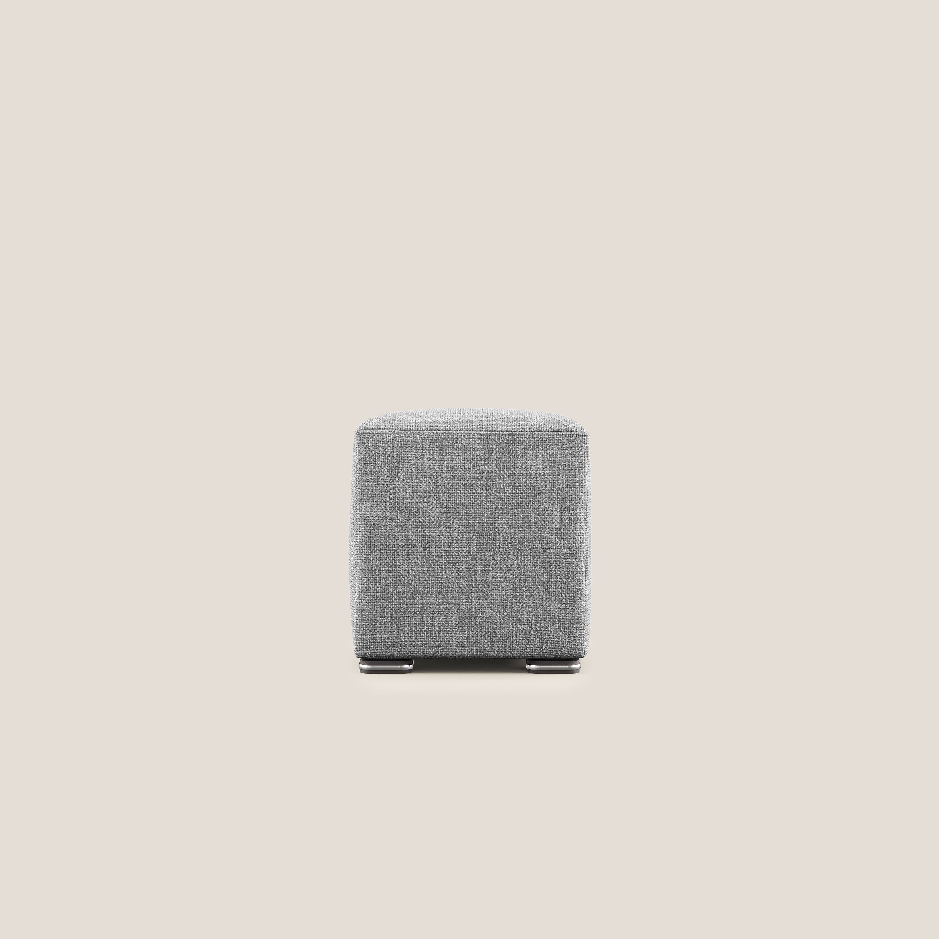 Cube pouf in morbido tessuto impermeabile ad intreccio melangiato T06 grigio - divani.store