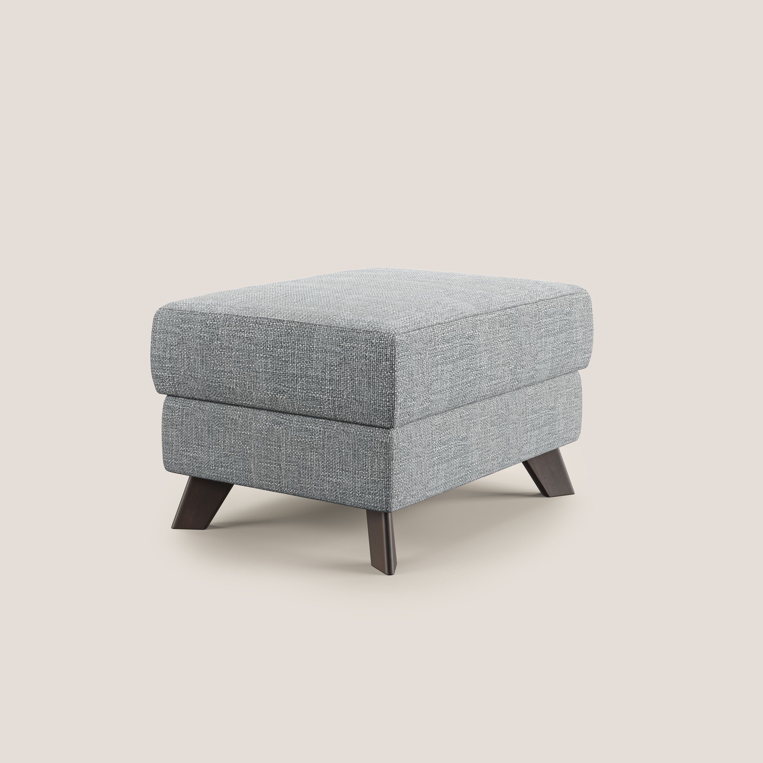 Moon Pouf contenitore e piedini alti in tessuto morbido ad intreccio soft-touch impermeabile T06 grigio - divani.store