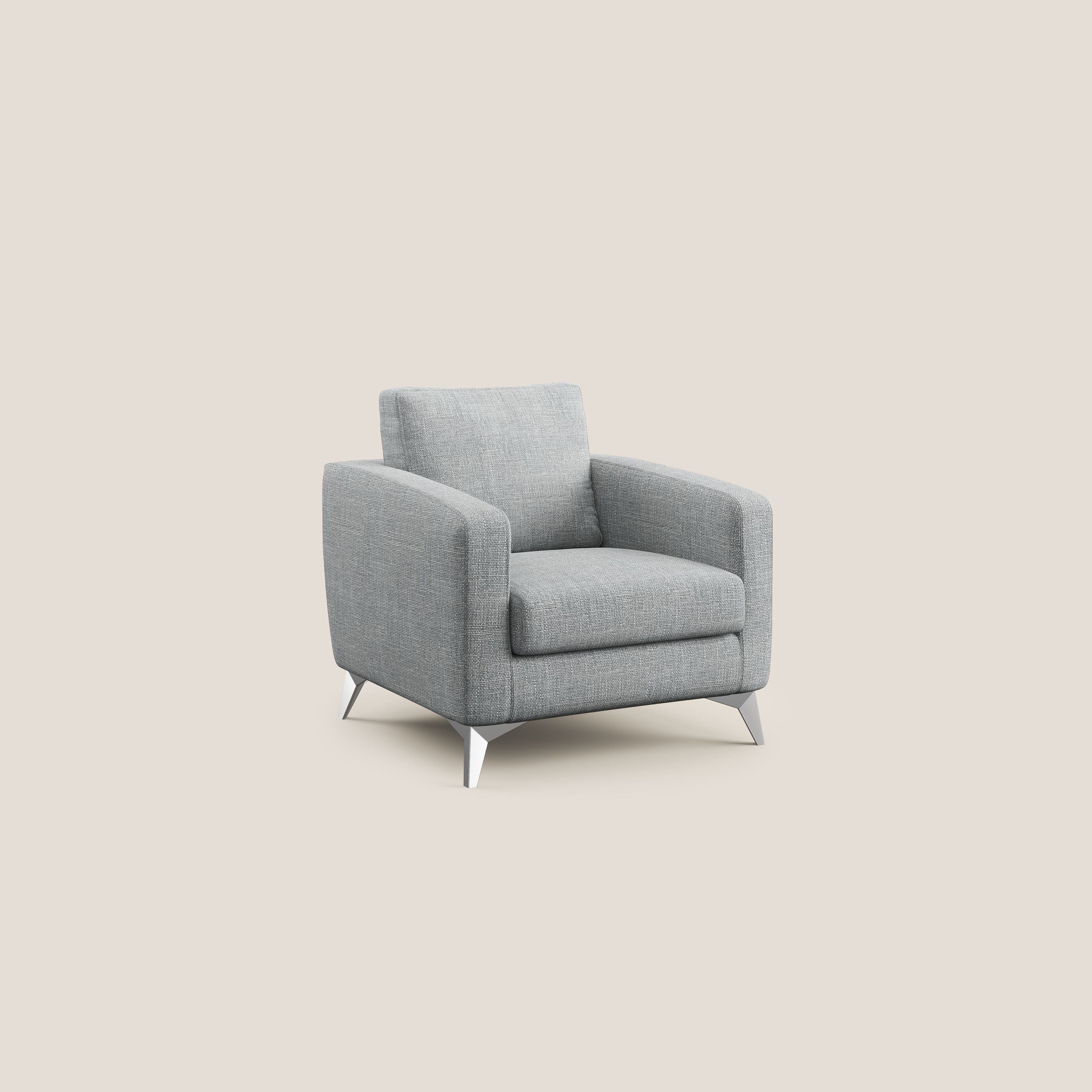 Orione Poltroncina in morbido tessuto impermeabile ad intreccio T06 grigio - divani.store