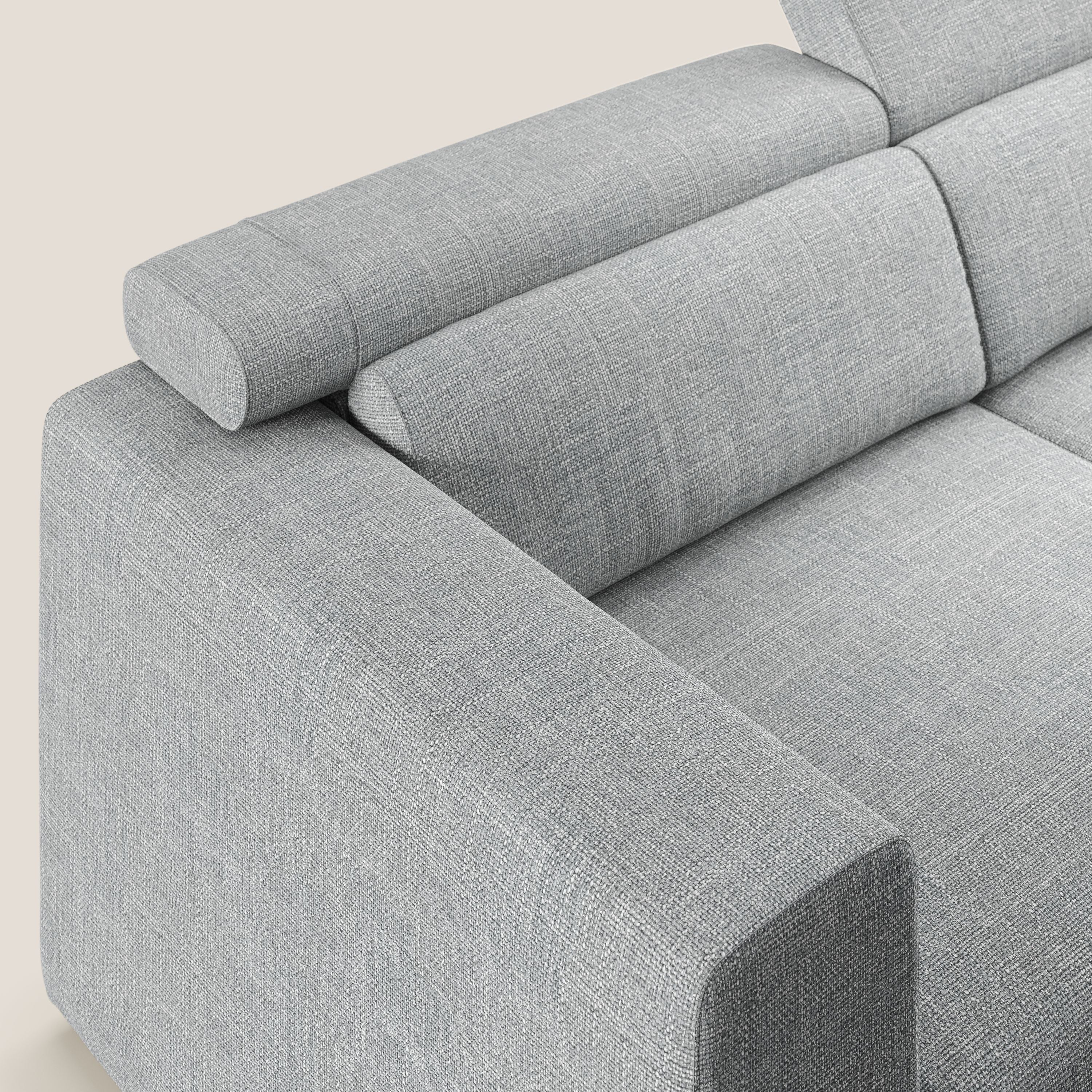 Vegas divano con poggiatesta reclinabili in morbido tessuto impermeabile T06 grigio - divani.store