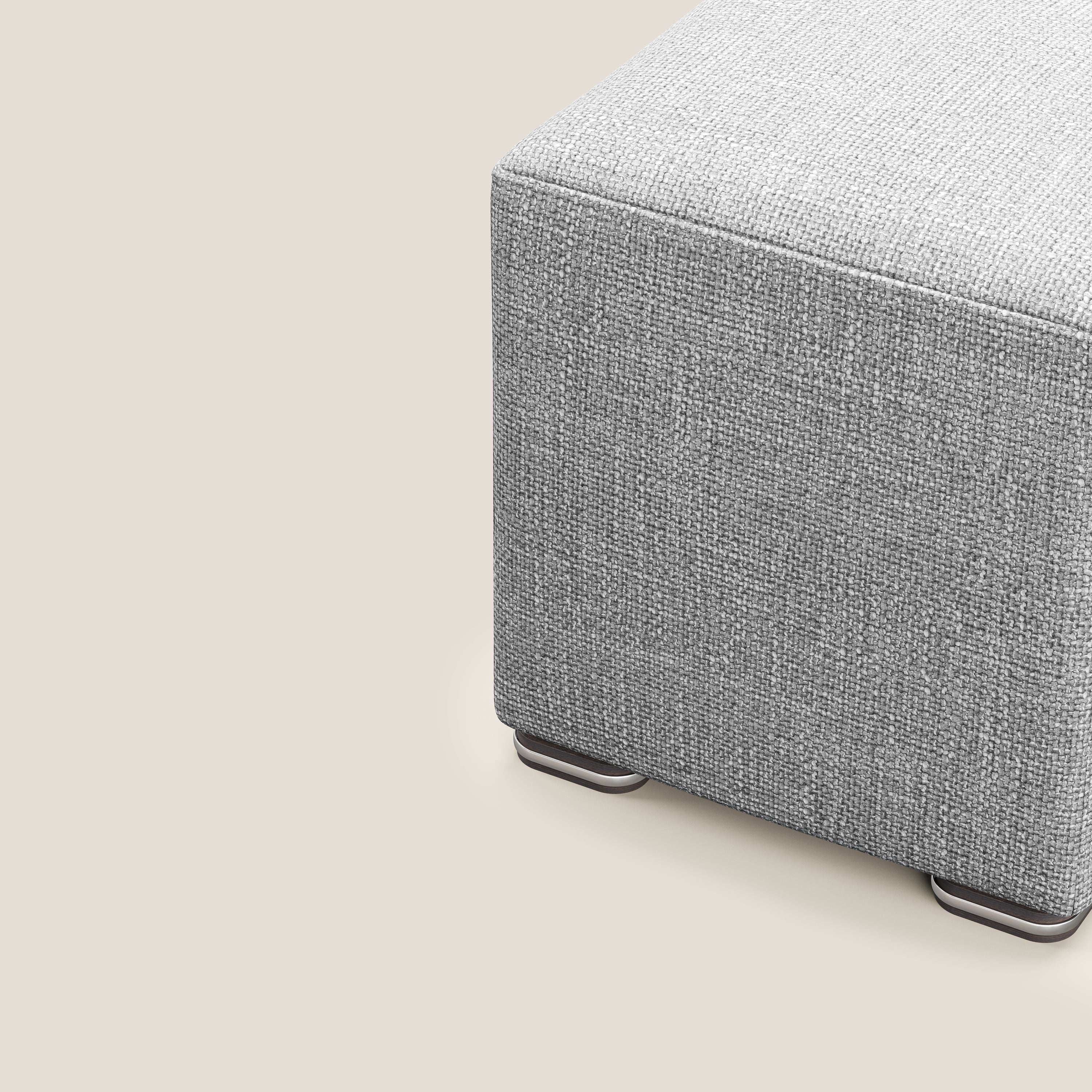 Cube pouf in morbido tessuto impermeabile ad intreccio melangiato T06 grigio - divani.store