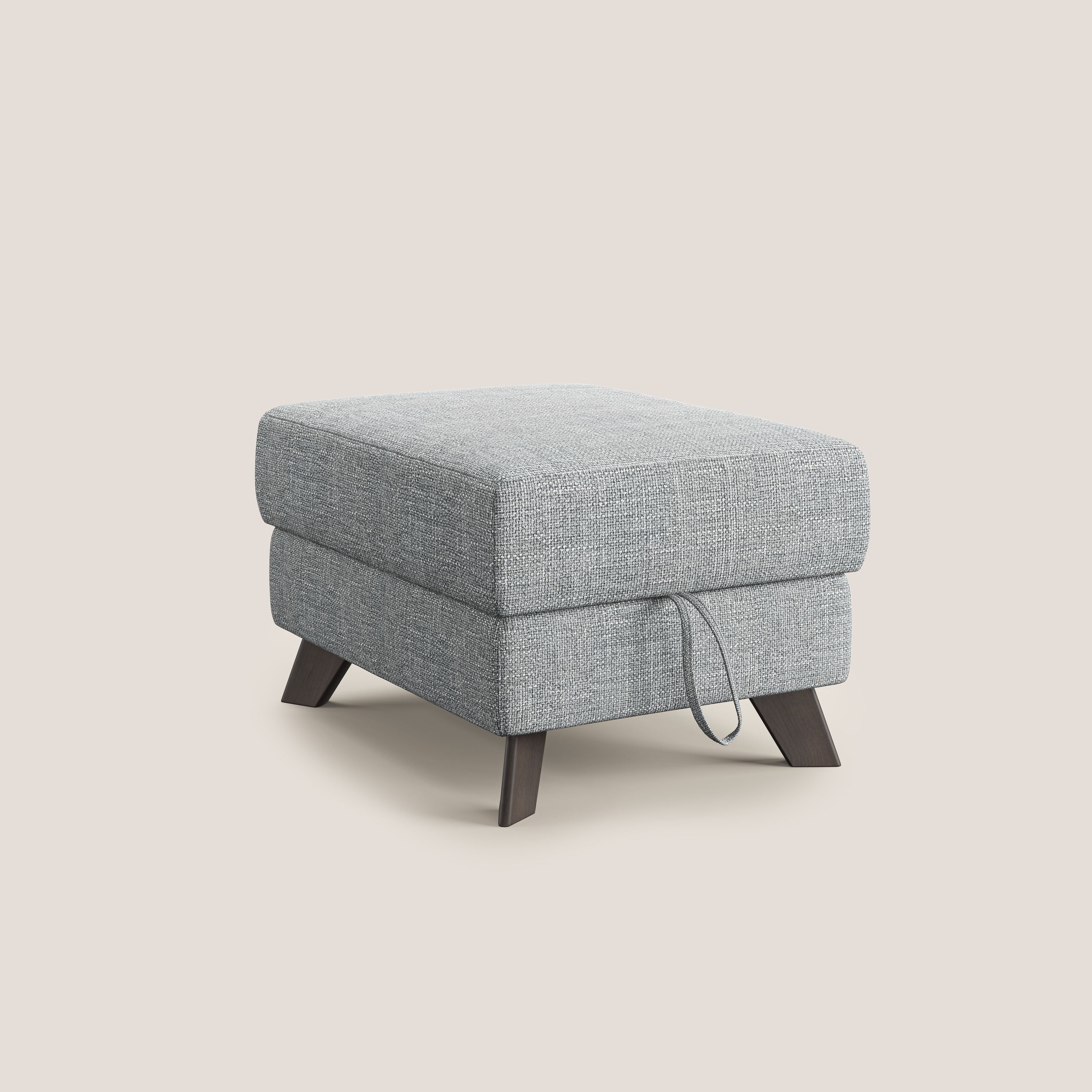 Moon Pouf contenitore e piedini alti in tessuto morbido ad intreccio soft-touch impermeabile T06 grigio - divani.store
