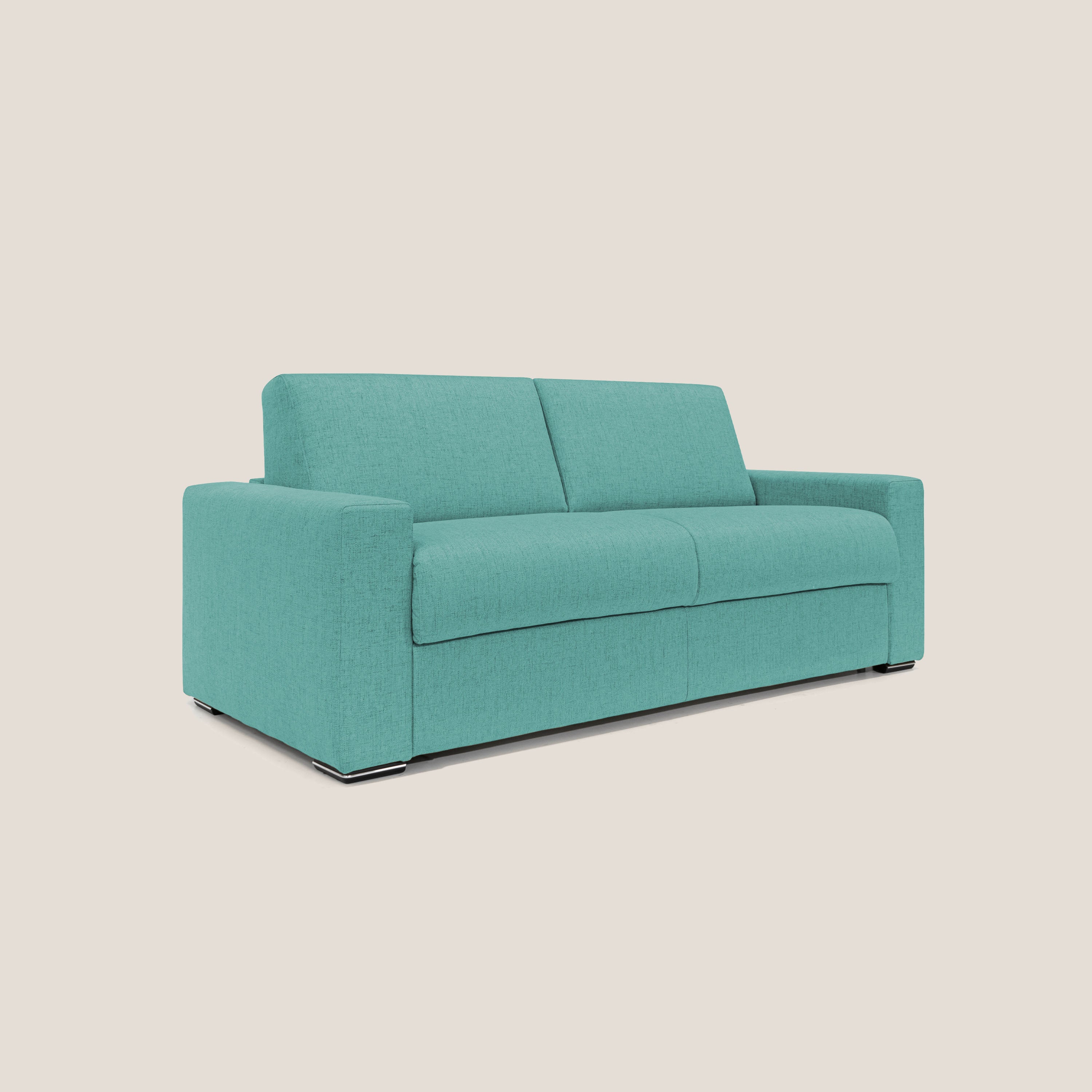 Nixon Divano letto matrimoniale con materasso 20 cm in tessuto impermeabile T03 verde acqua - divani.store