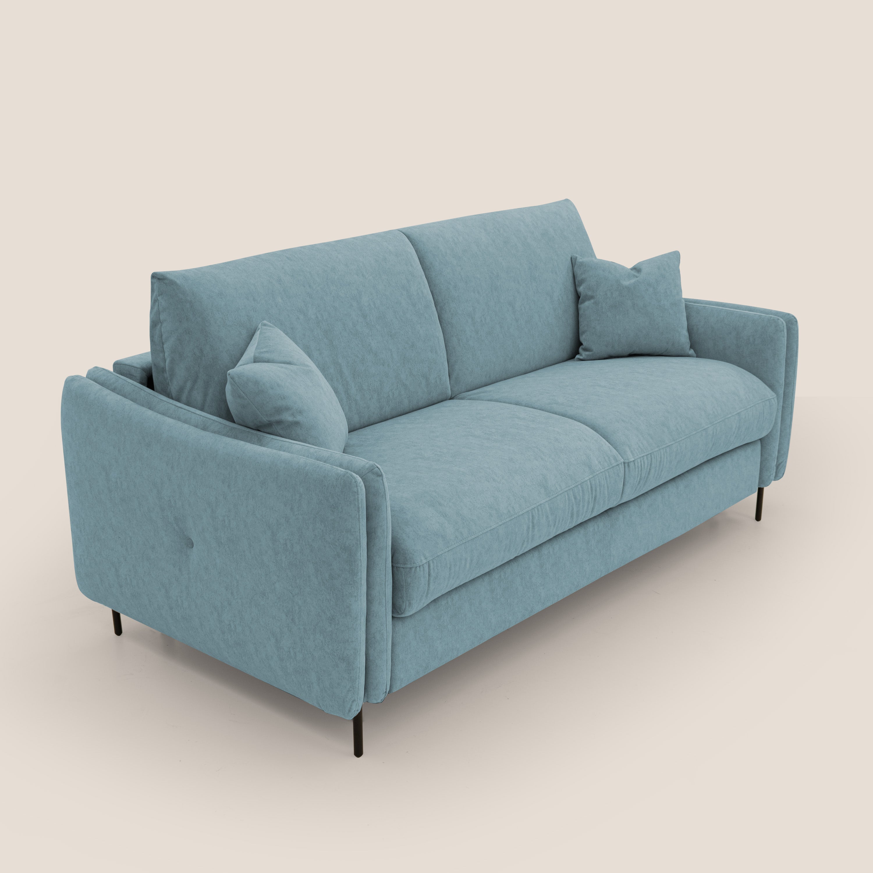 Gregory Divano letto con materasso h18 cm in microfibra effetto velluto impermeabile T09 carta da zucchero - divani.store