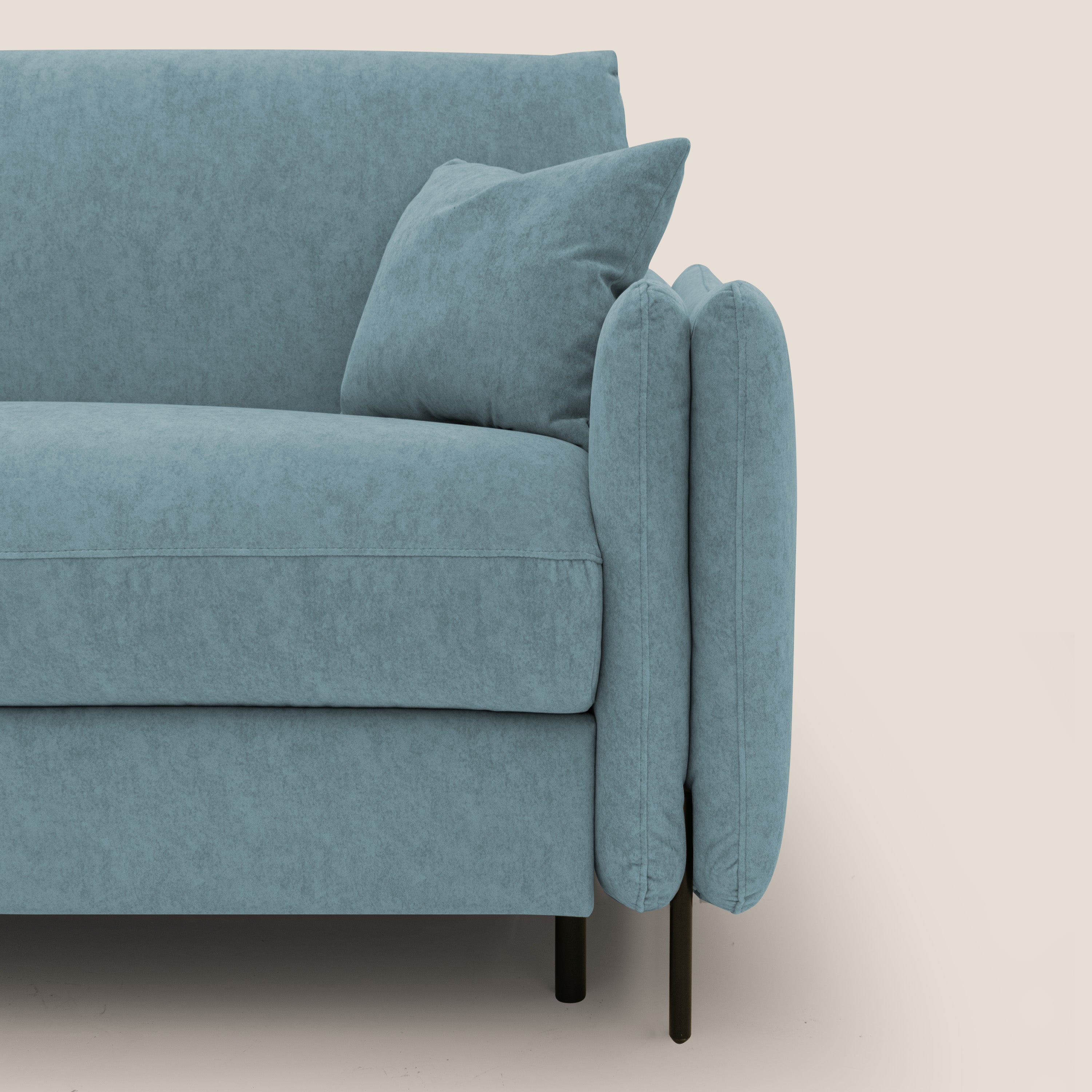 Gregory Divano letto con materasso h18 cm in microfibra effetto velluto impermeabile T09 carta da zucchero - divani.store