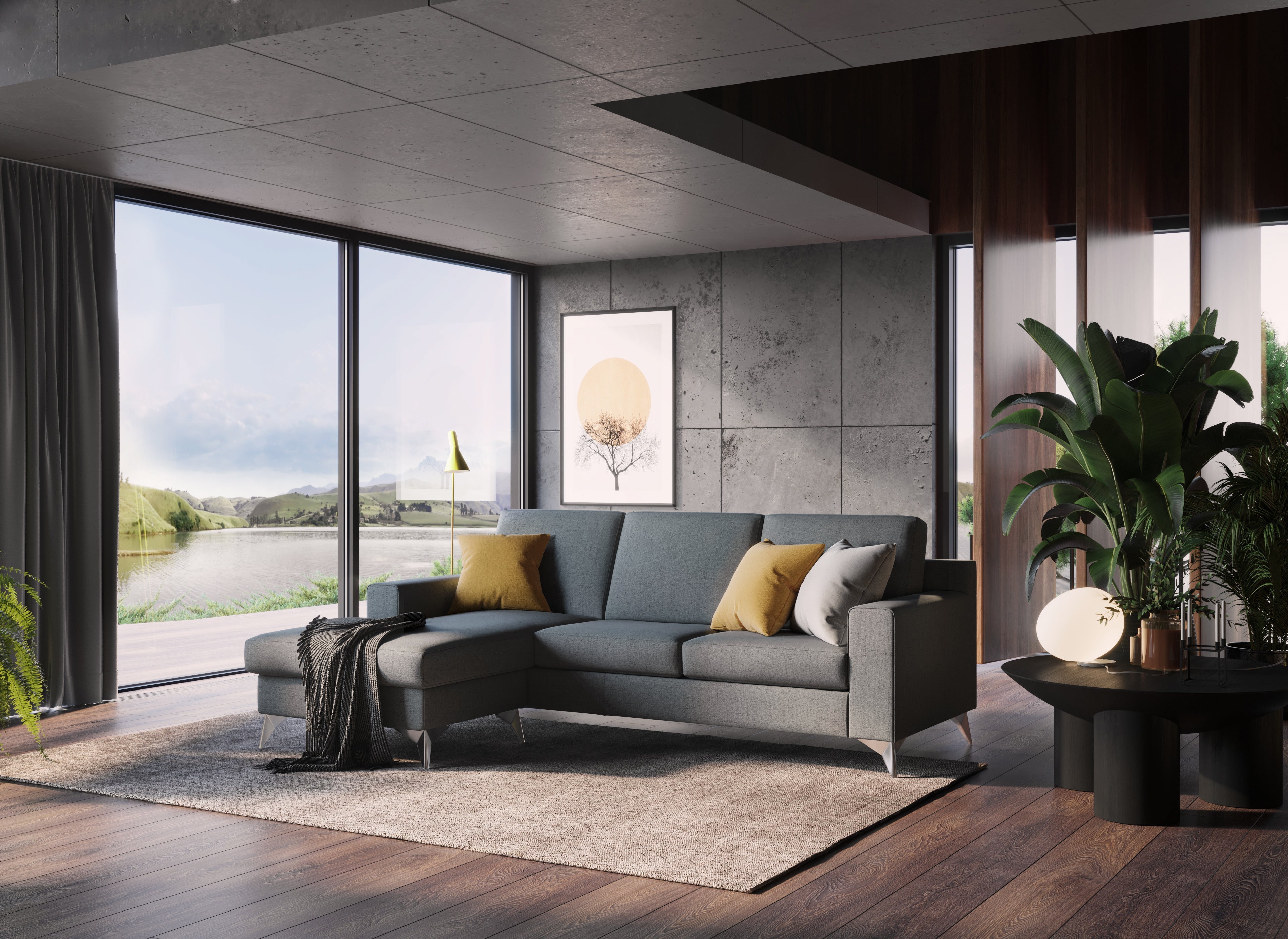 Michael Divano angolare REVERSIBILE in tessuto impermeabile T03 grigio - divani.store