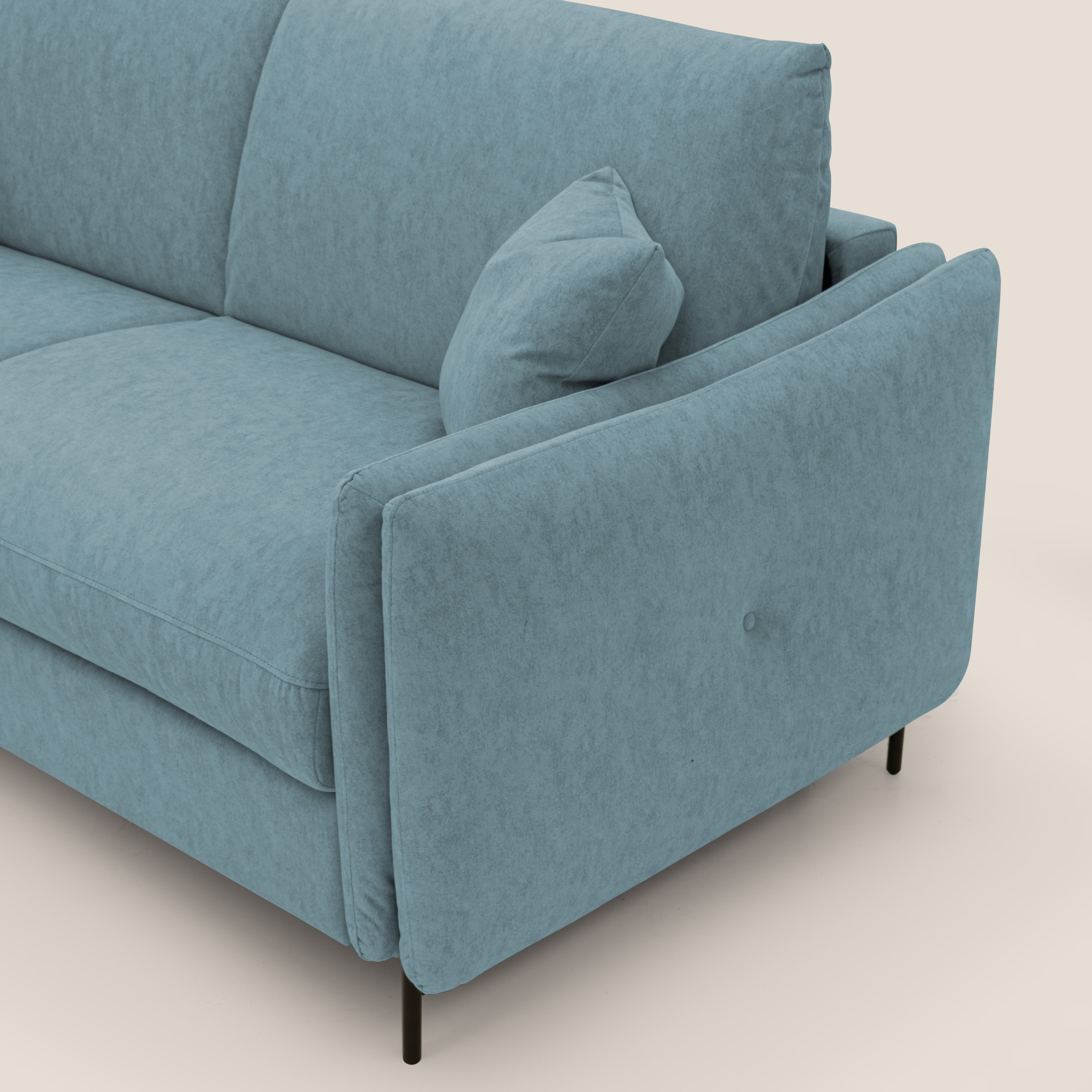 Gregory Divano letto con materasso h18 cm in microfibra effetto velluto impermeabile T09 carta da zucchero - divani.store