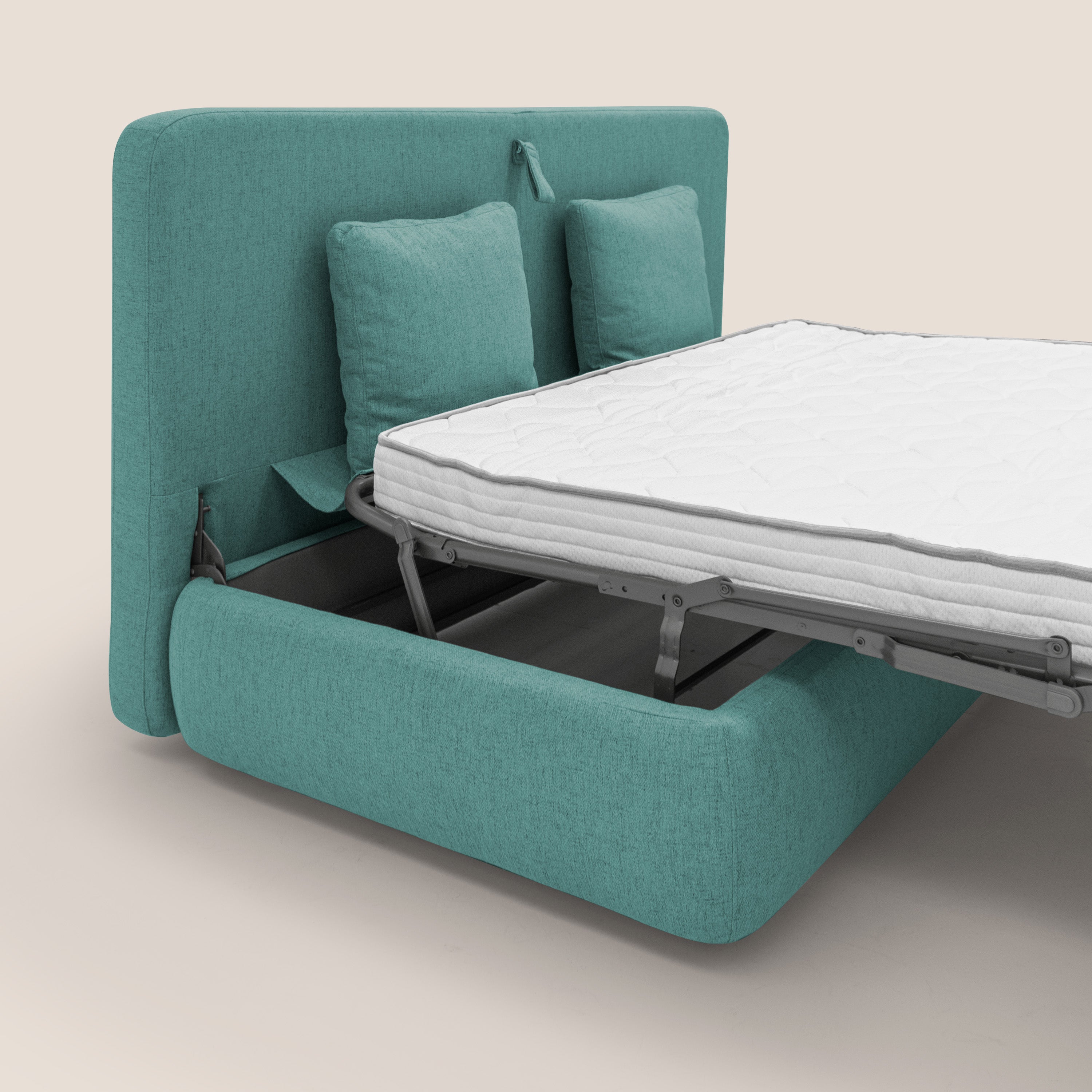 Gransasso Divano letto matrimoniale dal DESIGN innovativo in tessuto impermeabile T03 verde acqua - divani.store