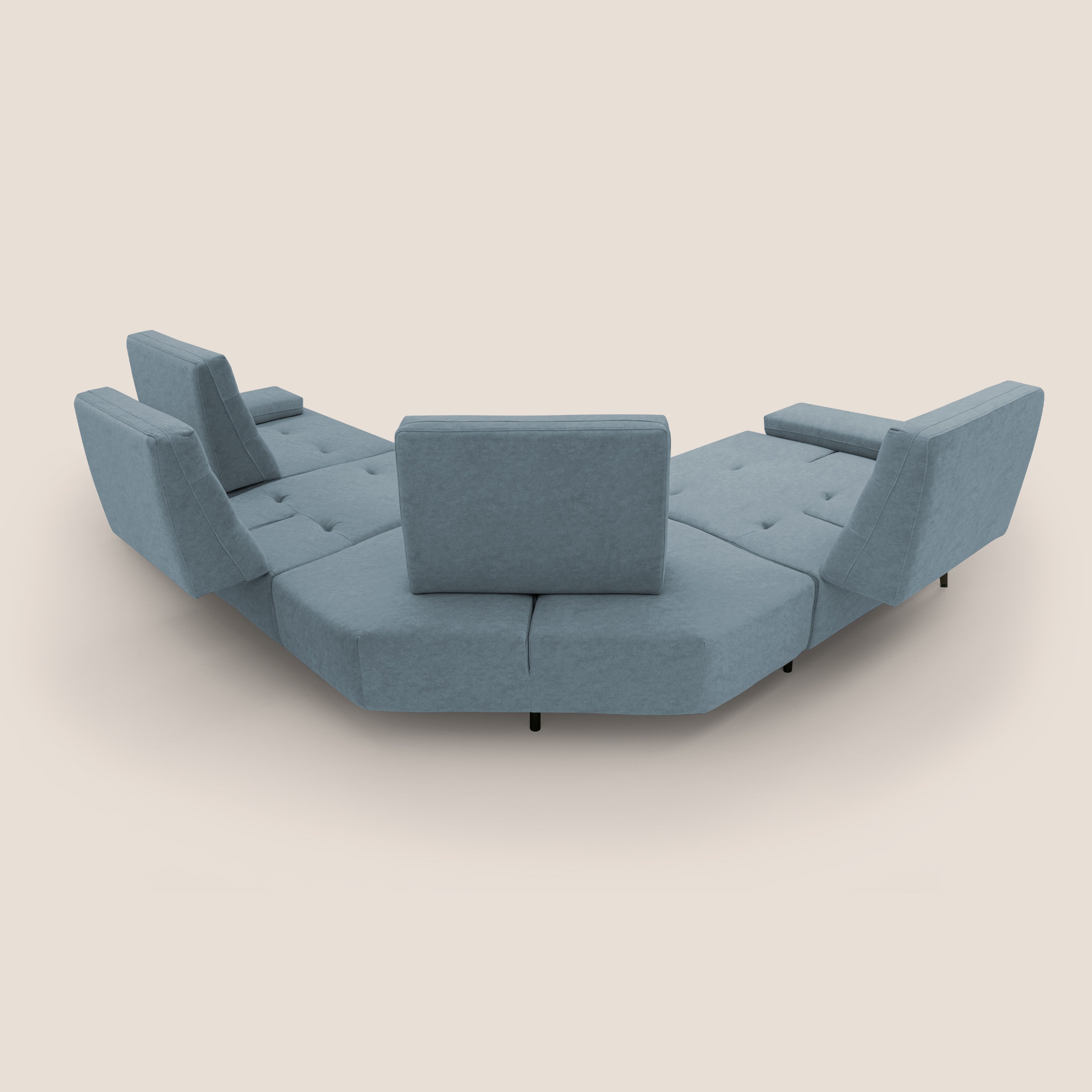 Lugano Divano angolare con schienali traslanti in microfibra effetto velluto T09 carta da zucchero - divani.store