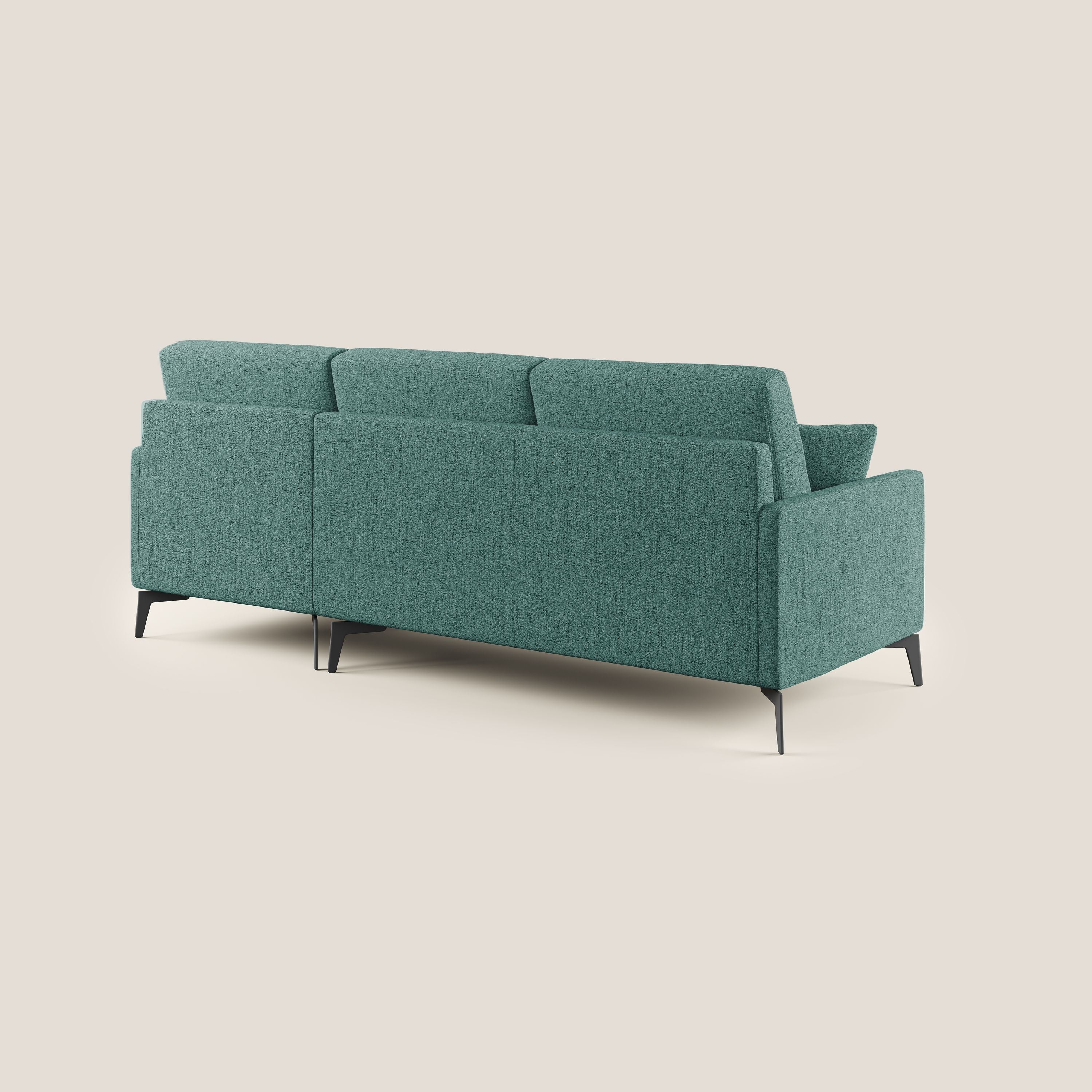 Saturno divano angolare moderno in tessuto morbido impermeabile T03 verde acqua - divani.store