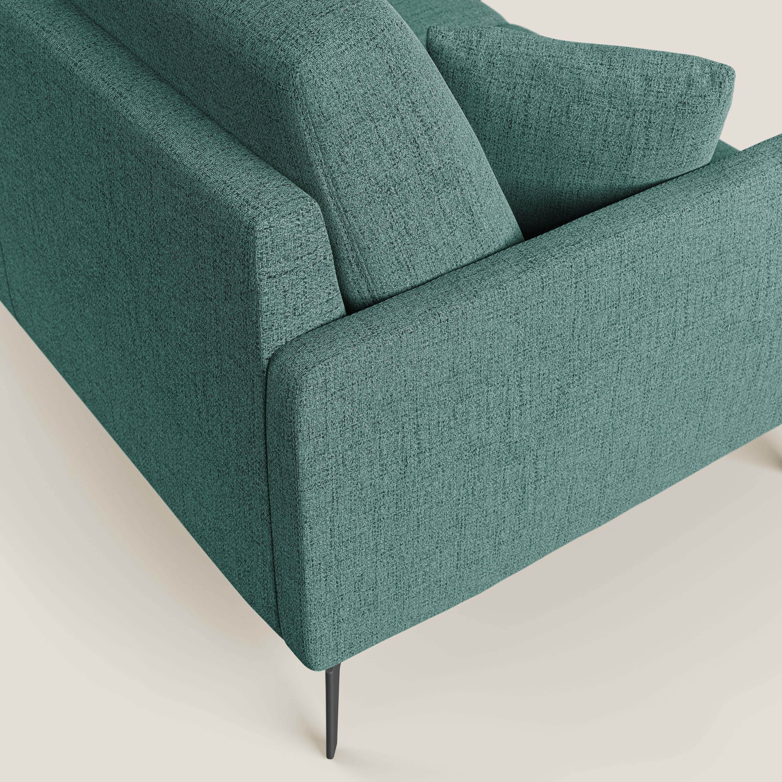 Saturno divano angolare moderno in tessuto morbido impermeabile T03 verde acqua - divani.store