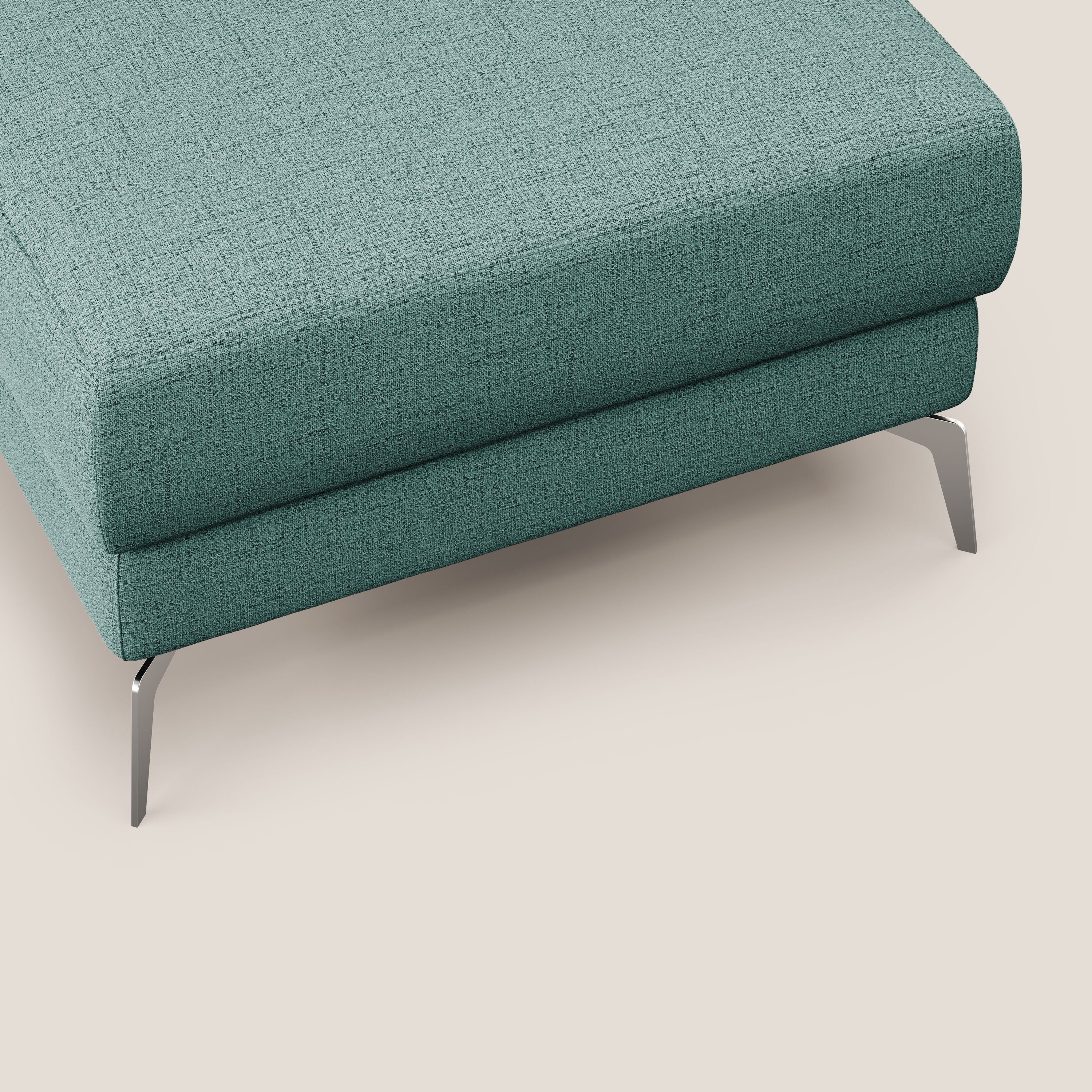 Star Pouf con piedini alti in tessuto impermeabile fiammato T03 verde acqua - divani.store