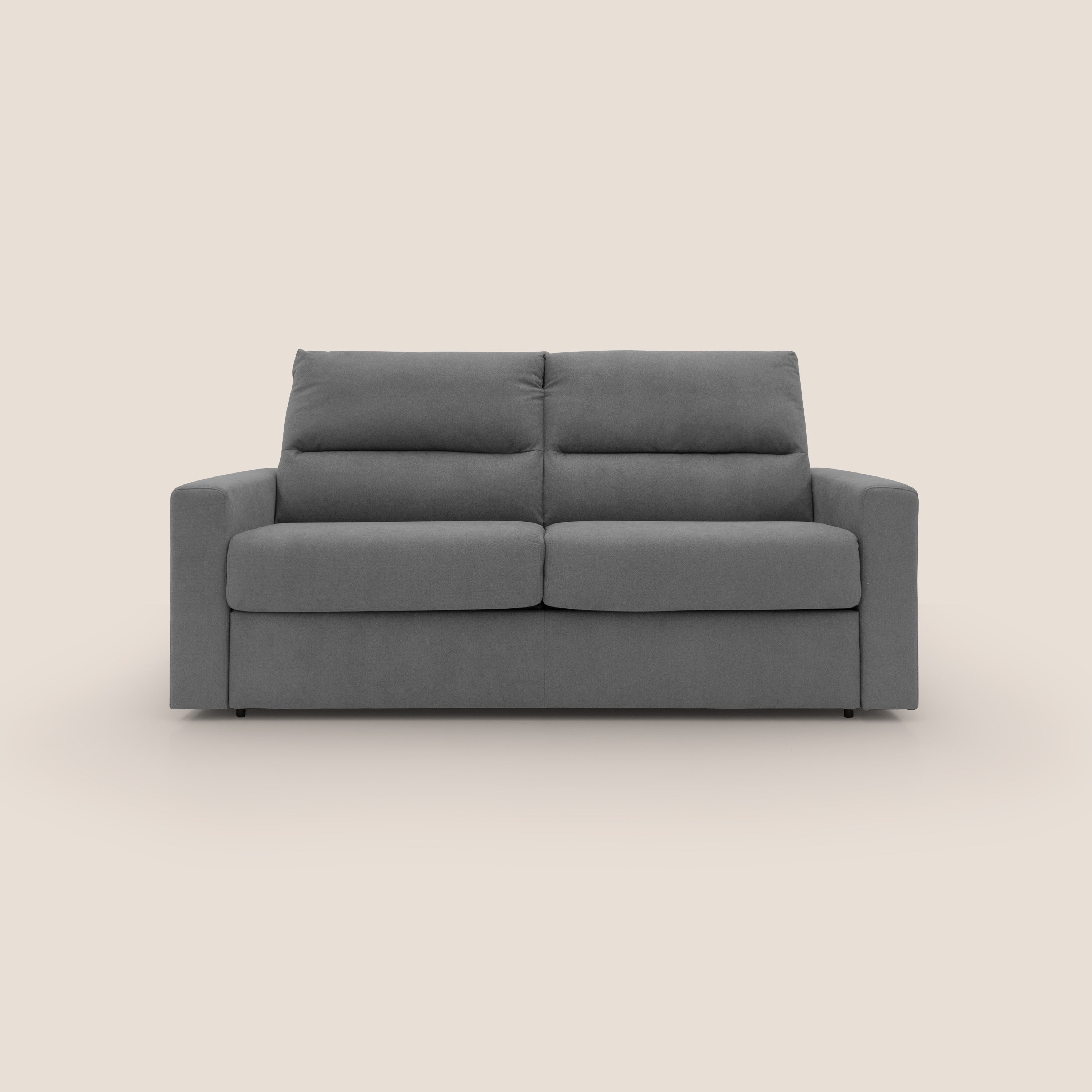 Paloma divano letto con materasso alto 18 cm con Aloe Vera in tessuto impermeabile grigio - divani.store