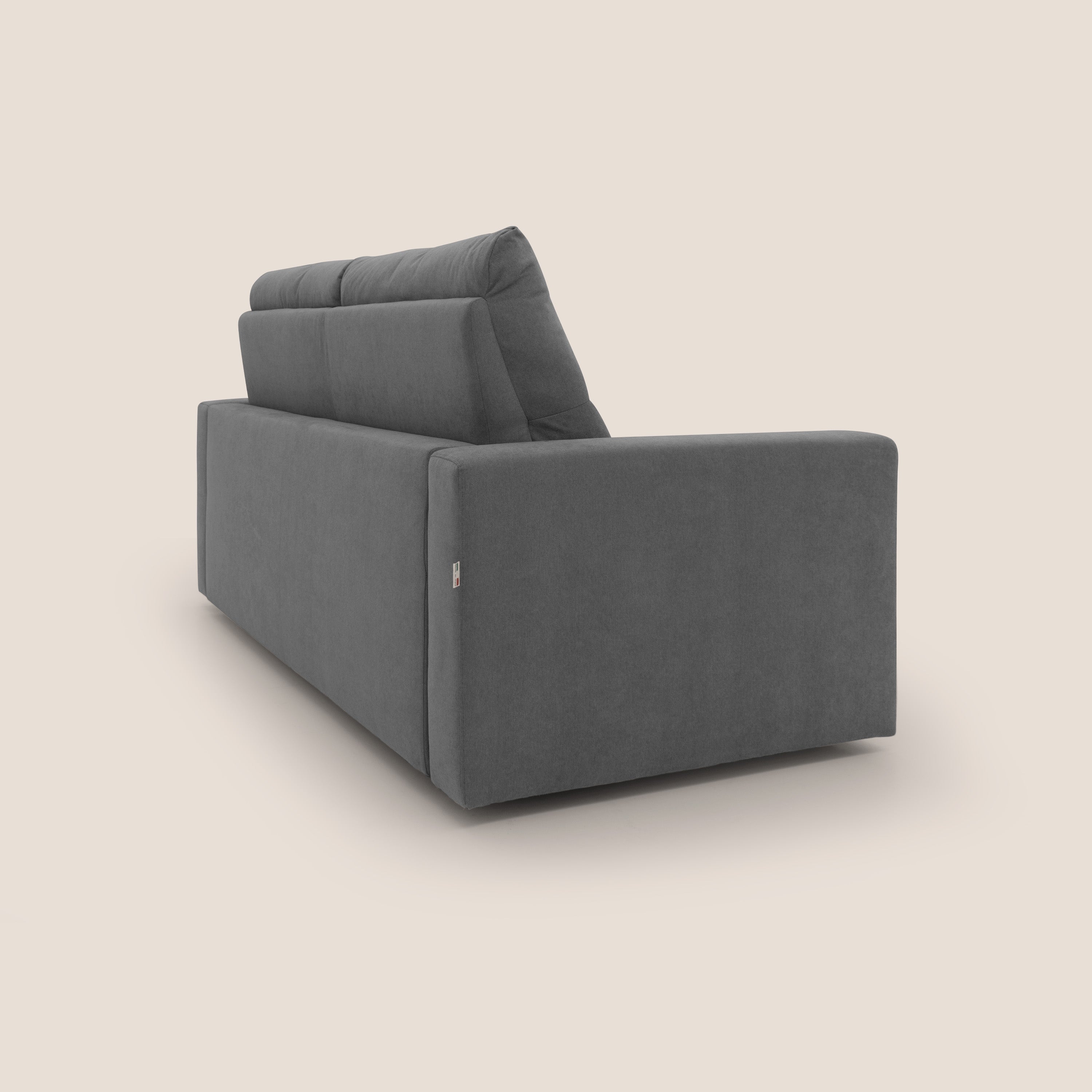 Paloma divano letto con materasso alto 18 cm con Aloe Vera in tessuto impermeabile grigio - divani.store