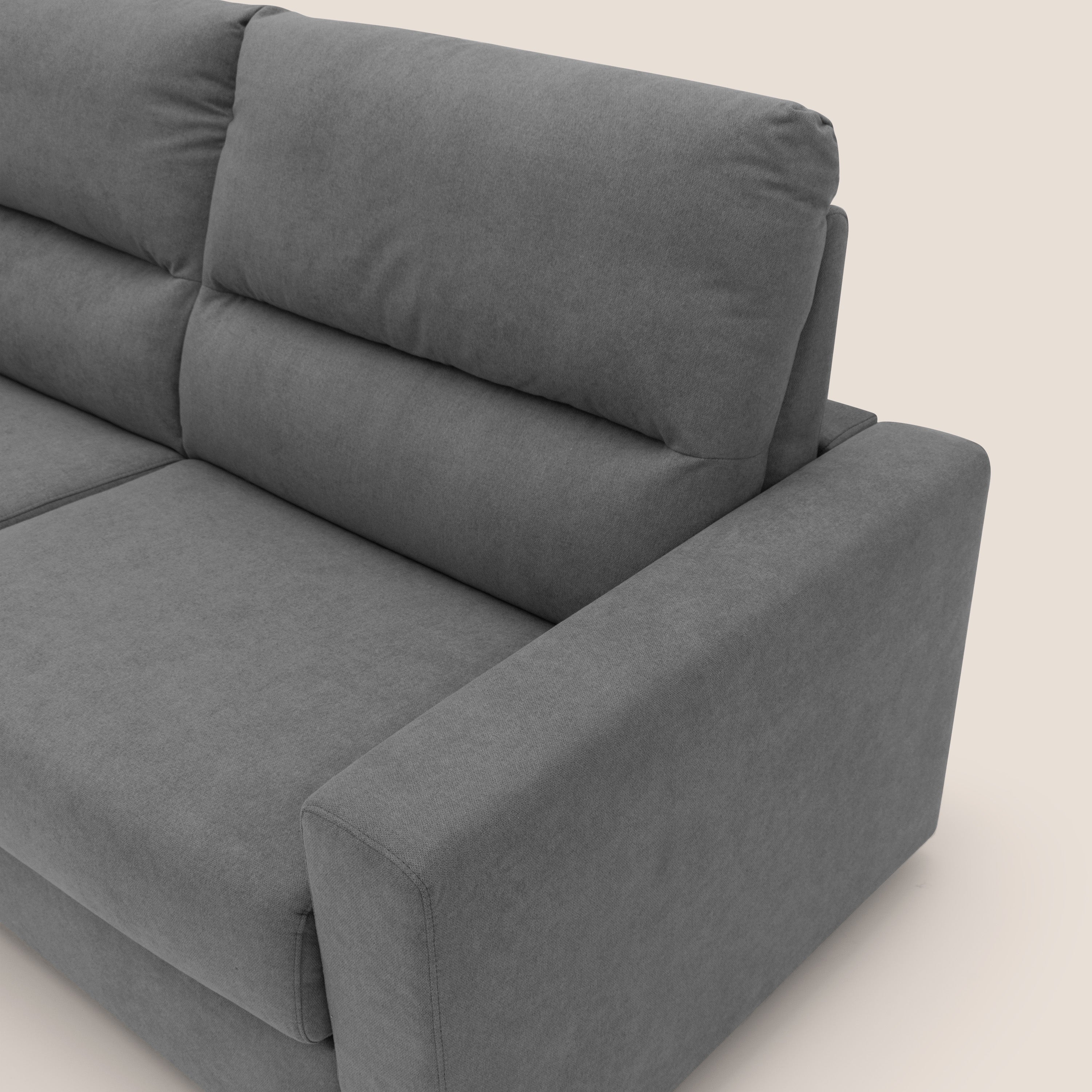 Paloma divano letto con materasso alto 18 cm con Aloe Vera in tessuto impermeabile grigio - divani.store