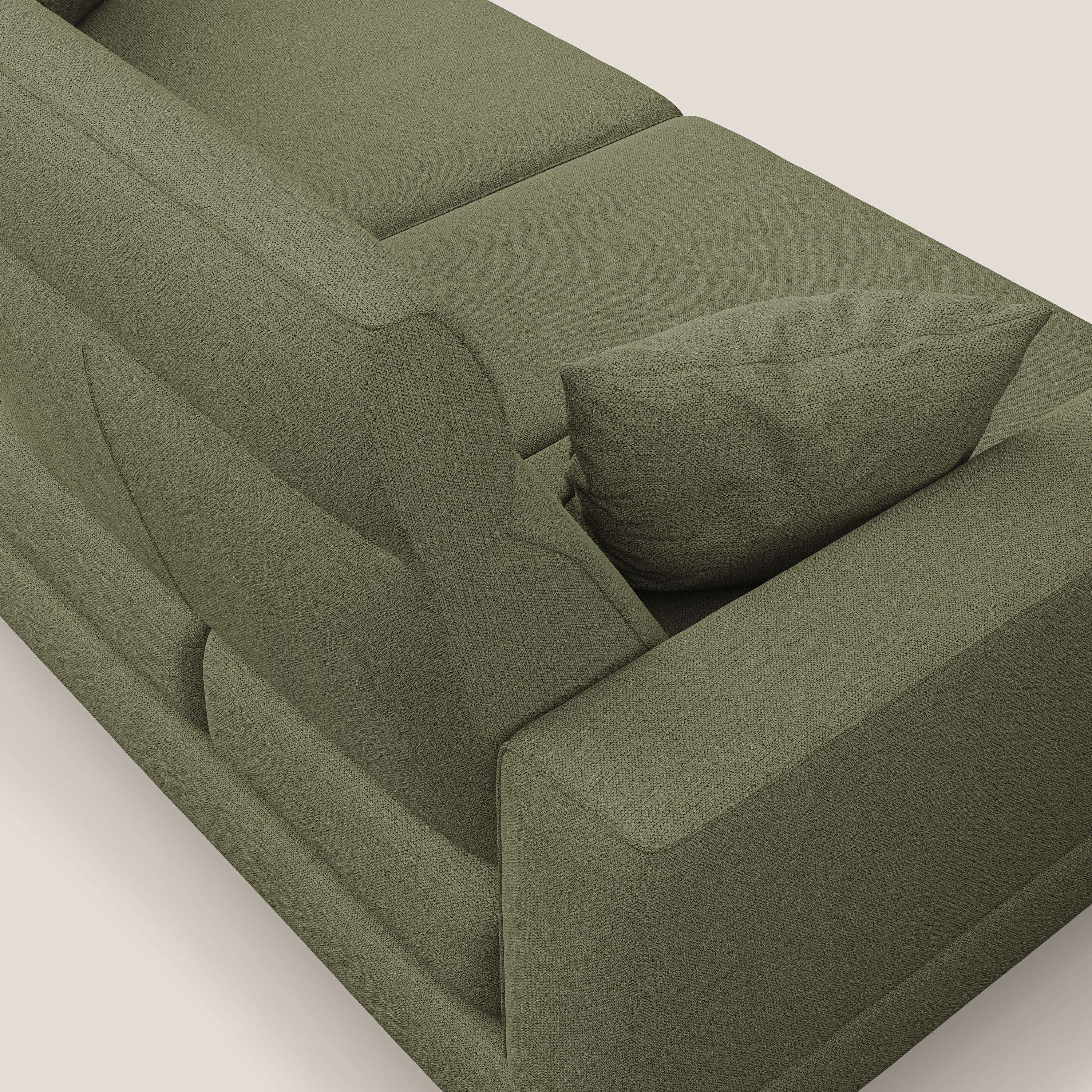 Slide Divano con schienali traslanti e poggiatesta in tessuto simil cotone impermeabile T19 verde - divani.store