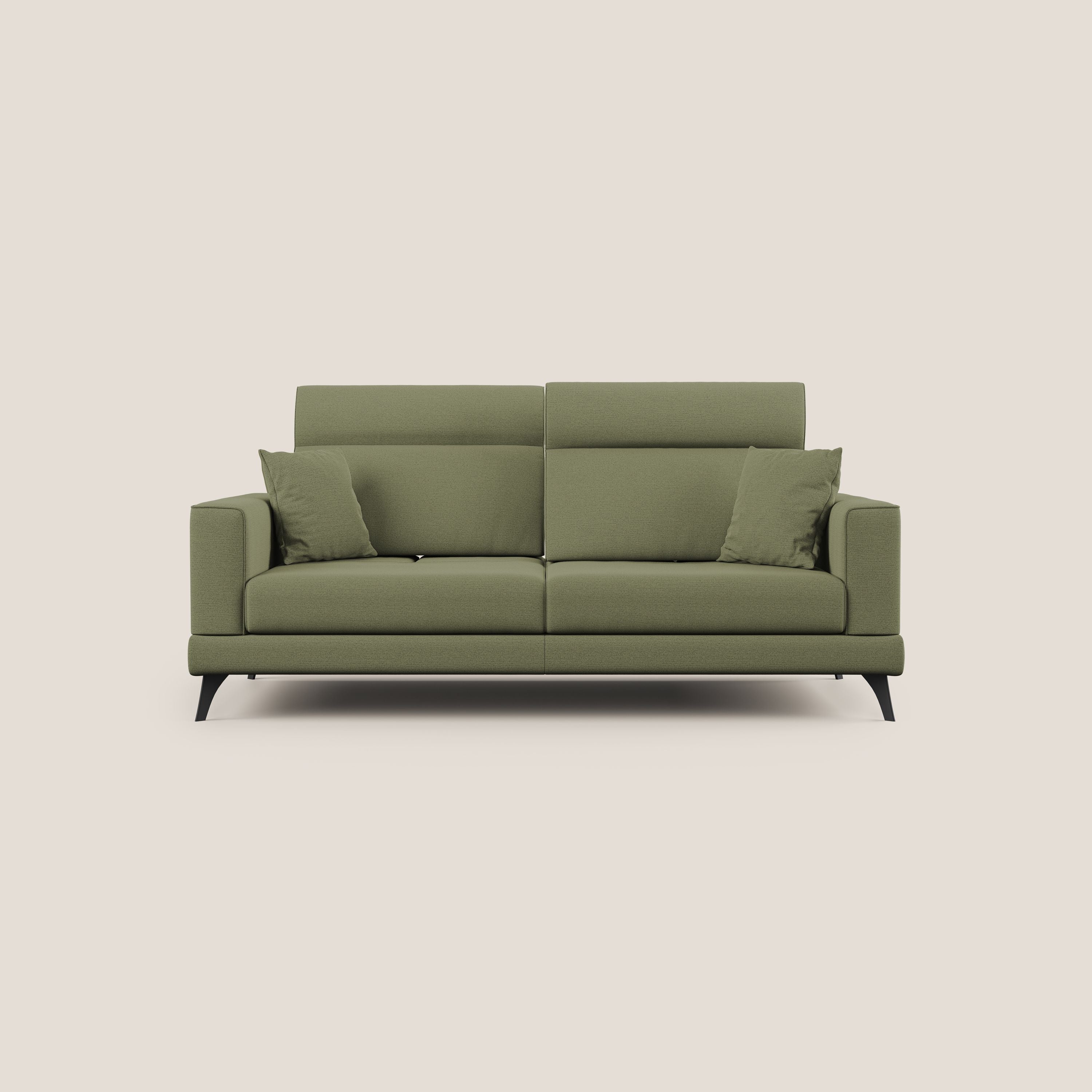 Slide Divano con schienali traslanti e poggiatesta in tessuto simil cotone impermeabile T19 verde - divani.store