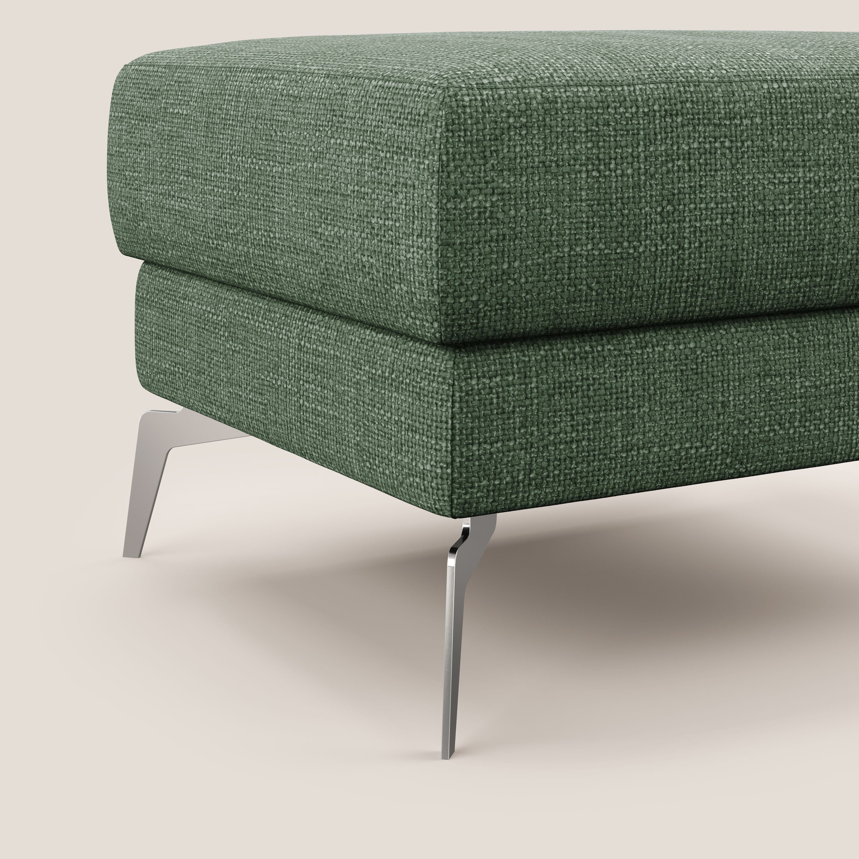 Star Pouf con piedini alti in tessuto impermeabile morbido intreccio T06 verde - divani.store