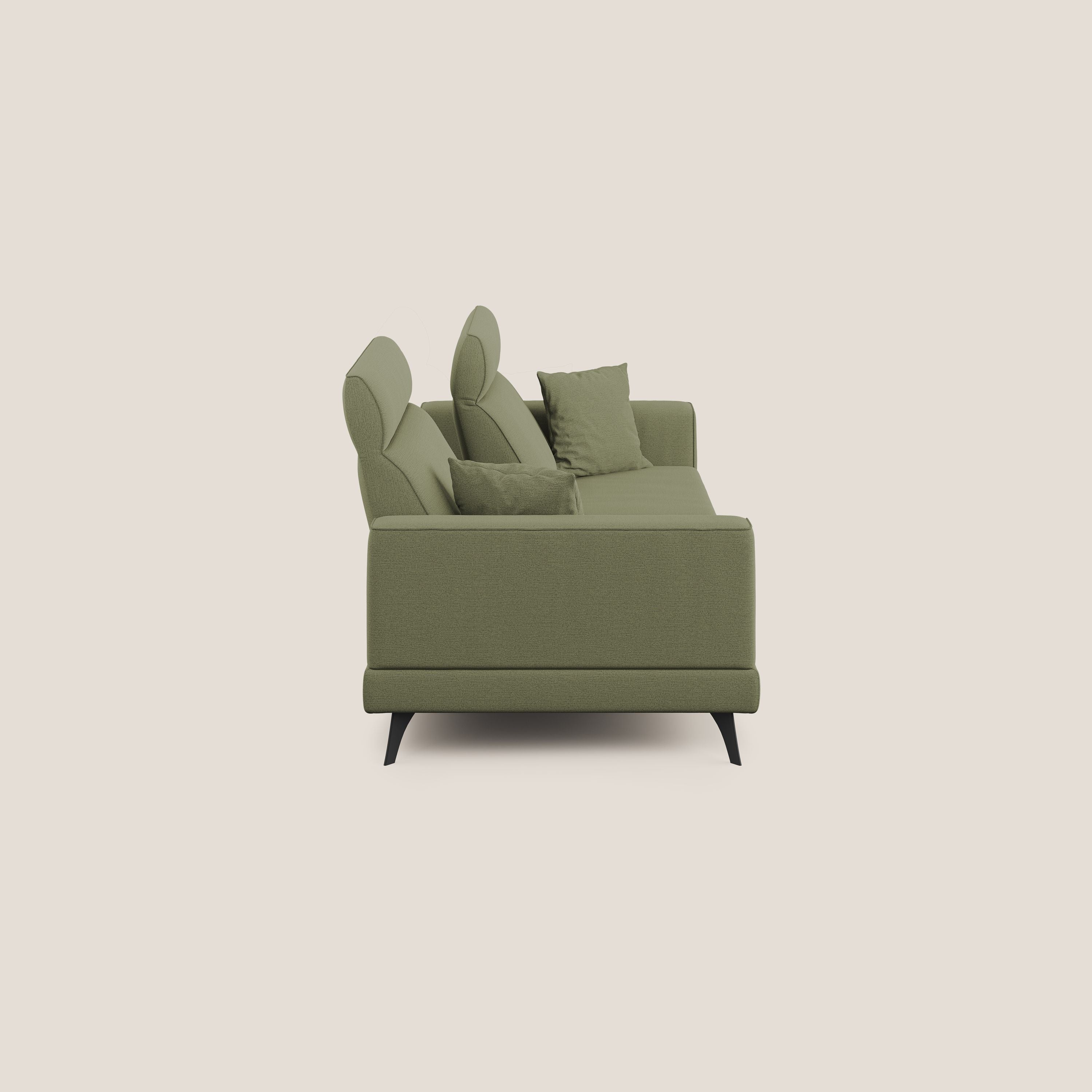 Slide Divano con schienali traslanti e poggiatesta in tessuto simil cotone impermeabile T19 verde - divani.store