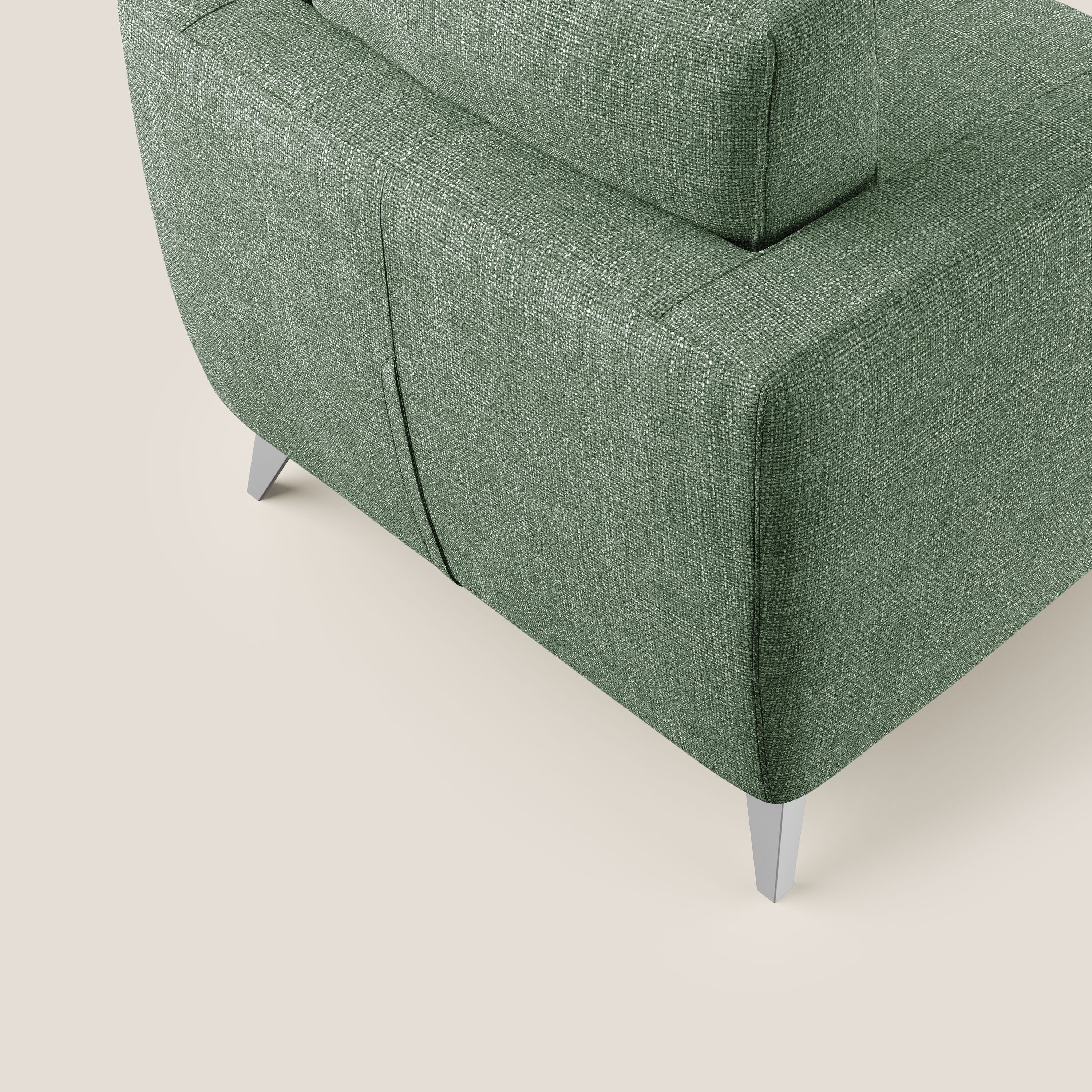 Orione Poltroncina in morbido tessuto impermeabile ad intreccio T06 verde - divani.store