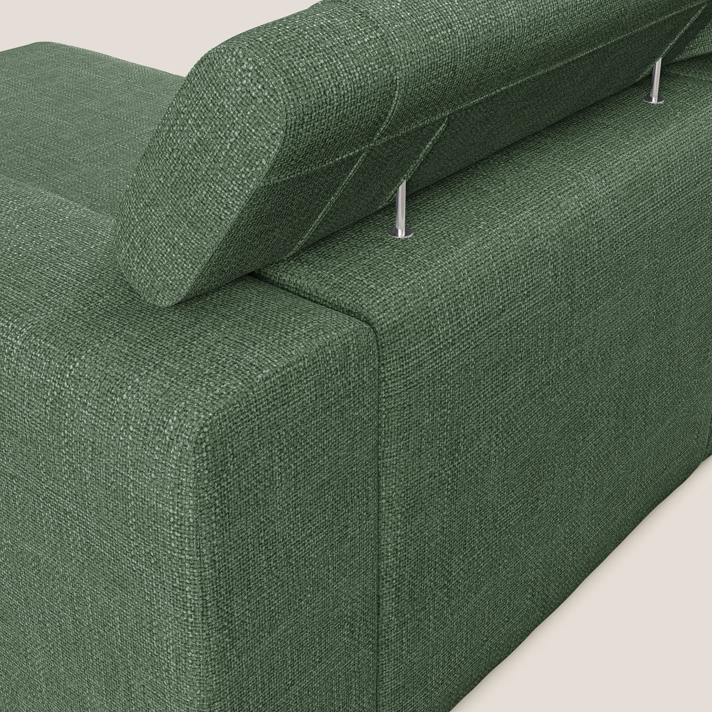 Vegas divano angolare con poggiatesta reclinabili in morbido tessuto impermeabile T06 verde - divani.store