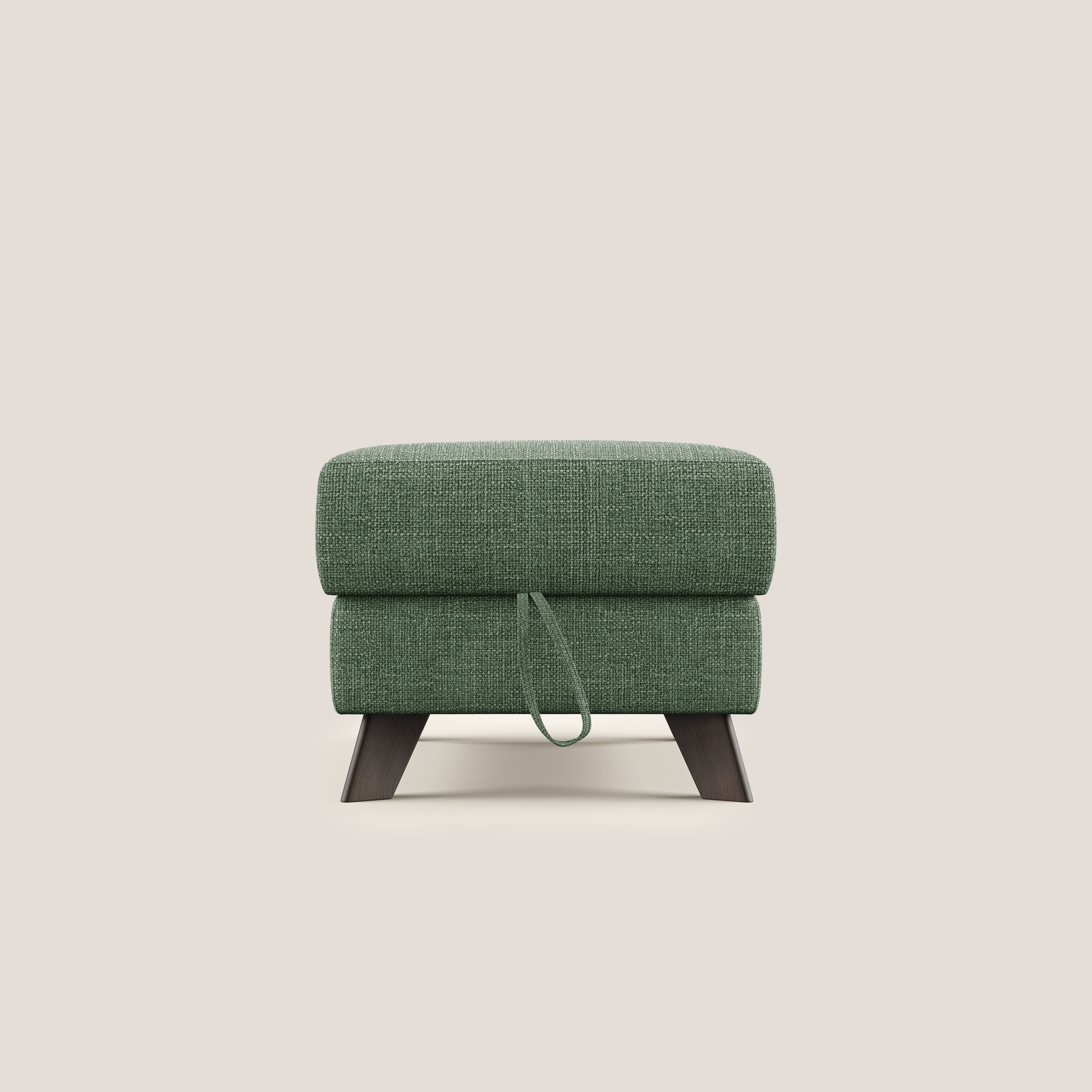 Moon Pouf contenitore e piedini alti in tessuto morbido ad intreccio soft-touch impermeabile T06 verde - divani.store
