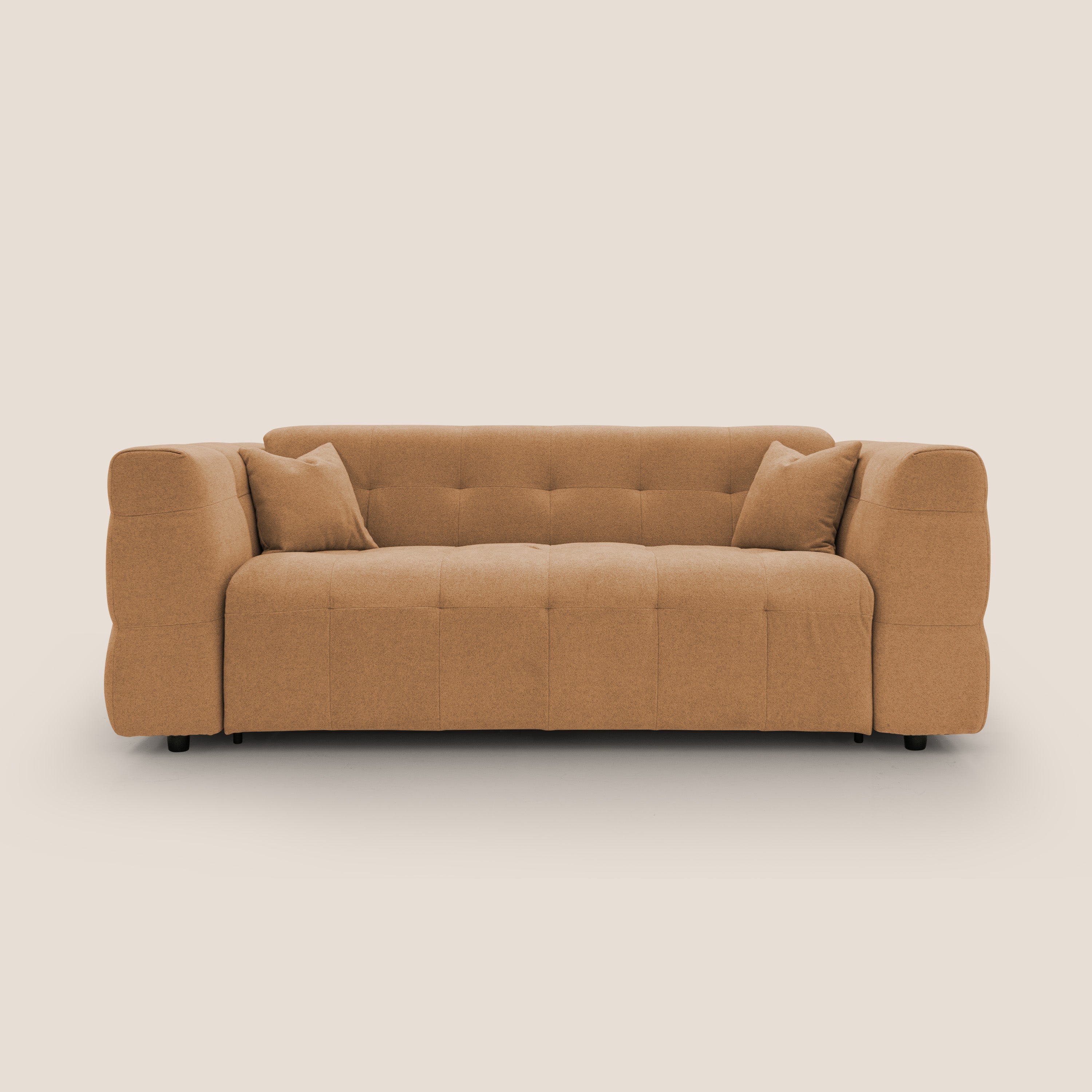Tender Divano letto matrimoniale dal design innovativo in tessuto bouclet impermeabile T07 arancio - divani.store