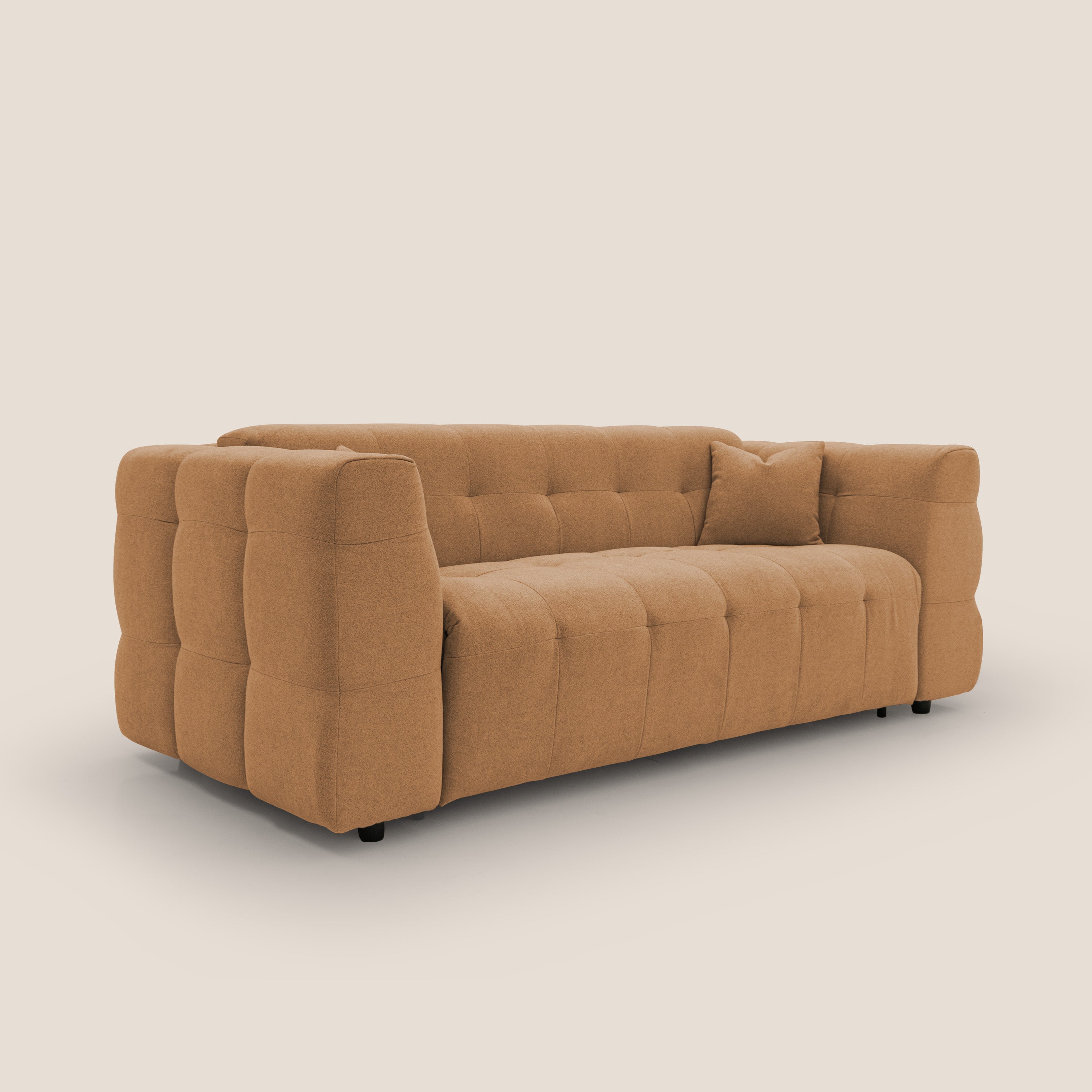 Tender Divano letto matrimoniale dal design innovativo in tessuto bouclet impermeabile T07 arancio - divani.store