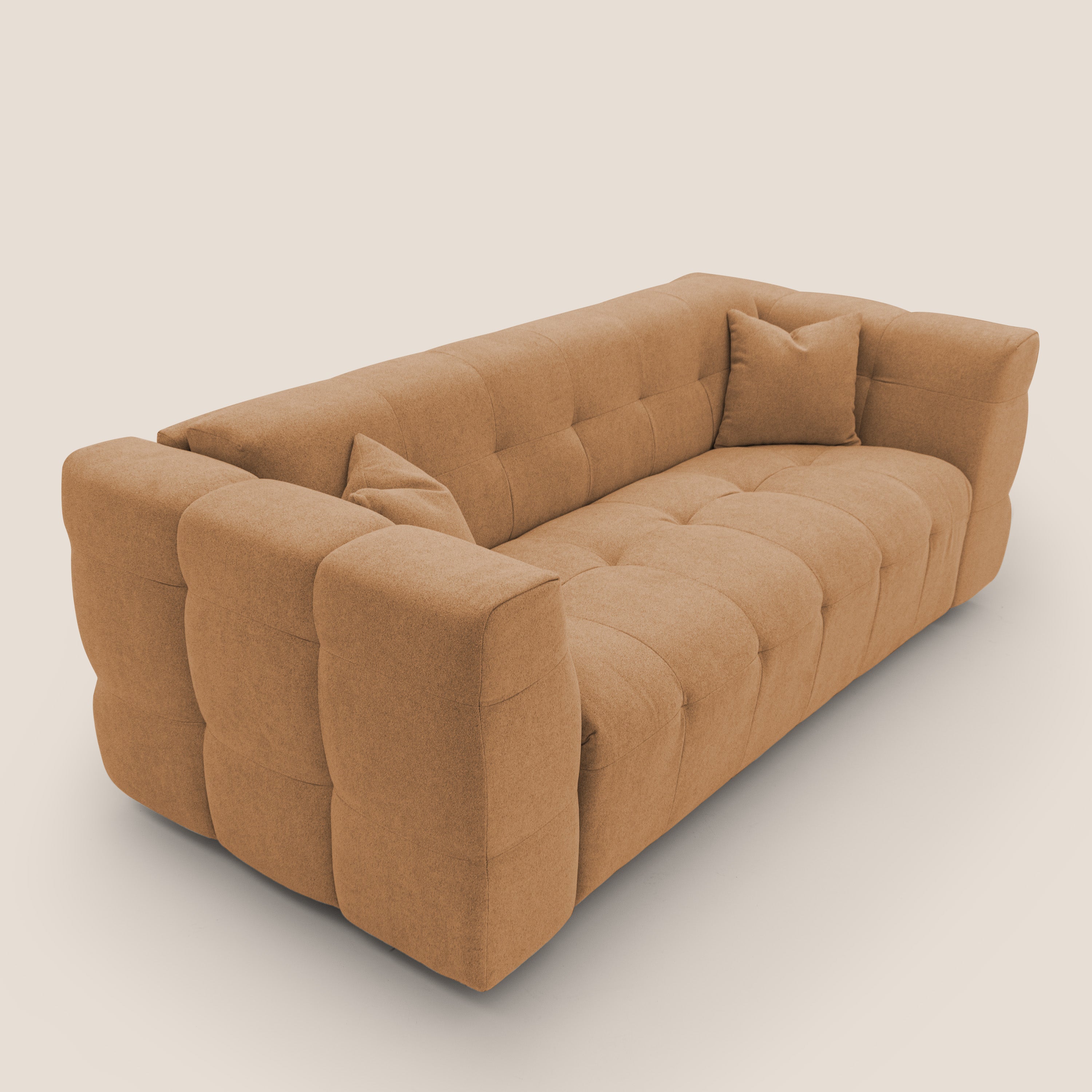 Tender Divano letto matrimoniale dal design innovativo in tessuto bouclet impermeabile T07 arancio - divani.store