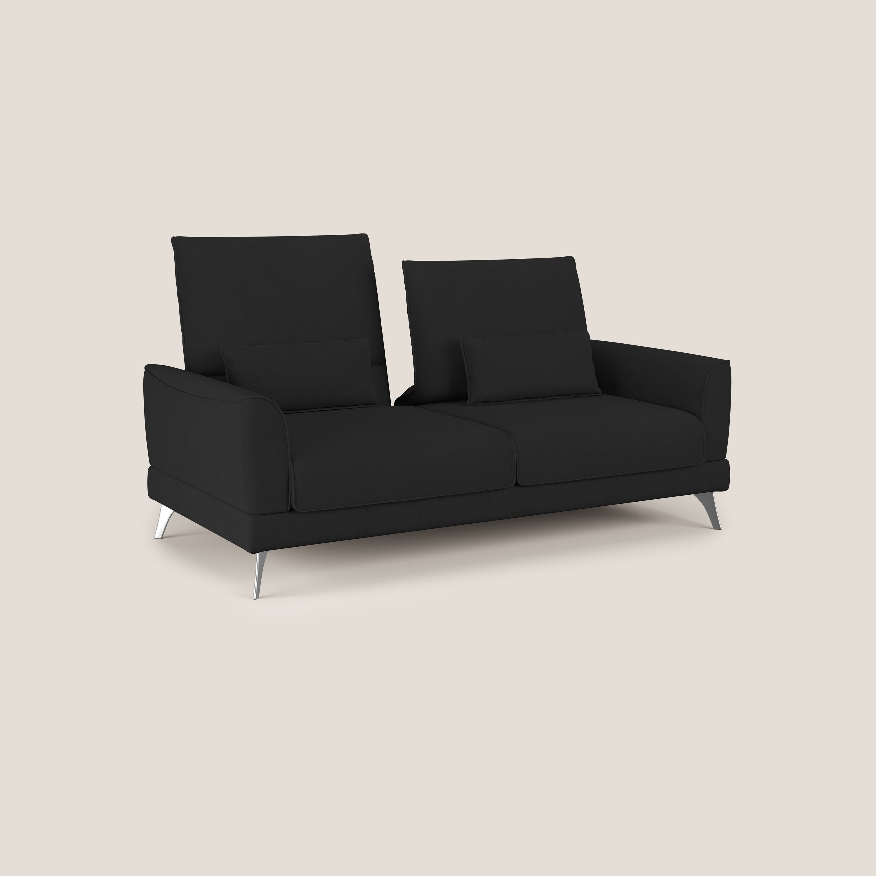 Tommy Divano relax con schienali traslanti in microfibra smacchiabile T11 nero - divani.store
