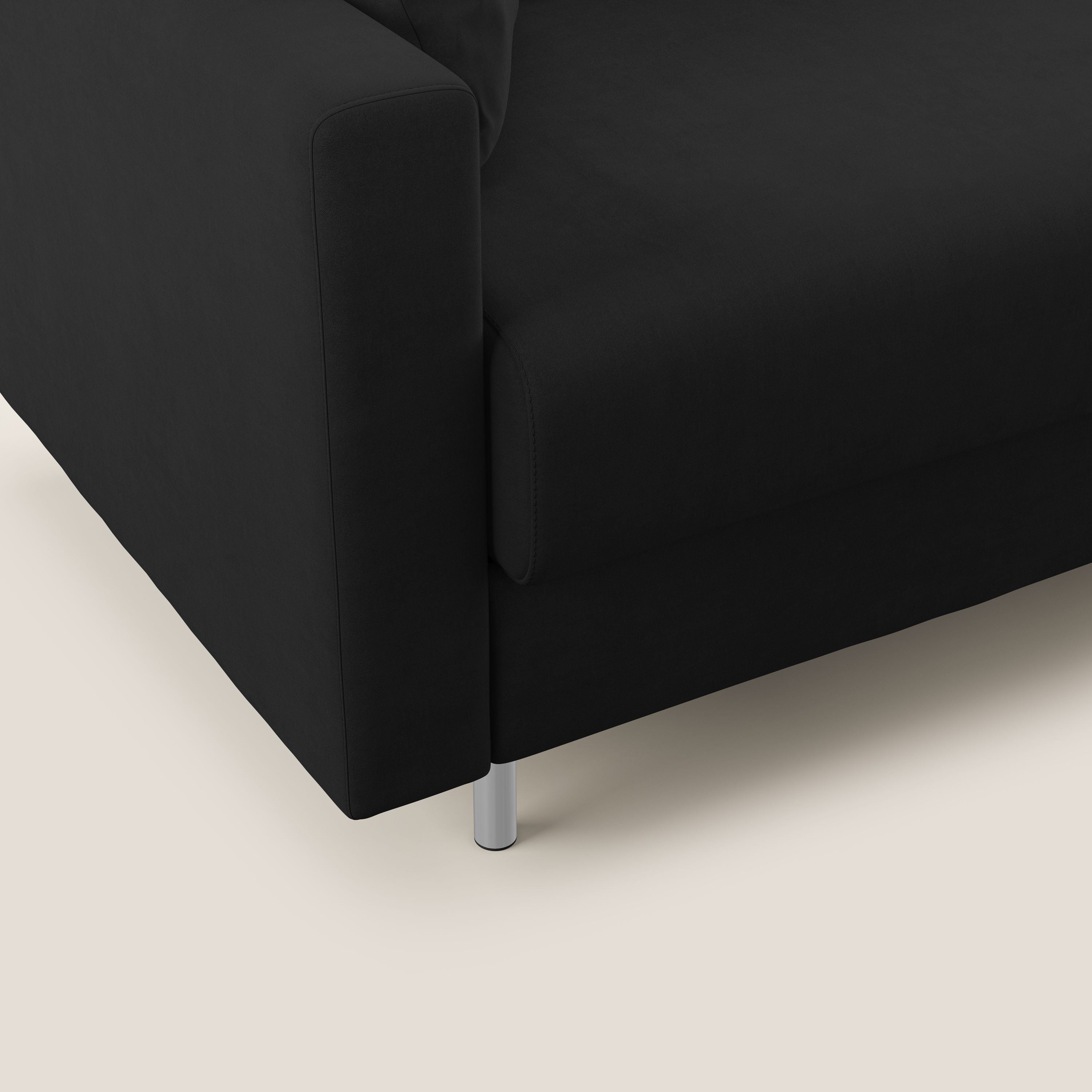 Megan divano letto angolare in microfibra smacchiabile T11 nero - divani.store