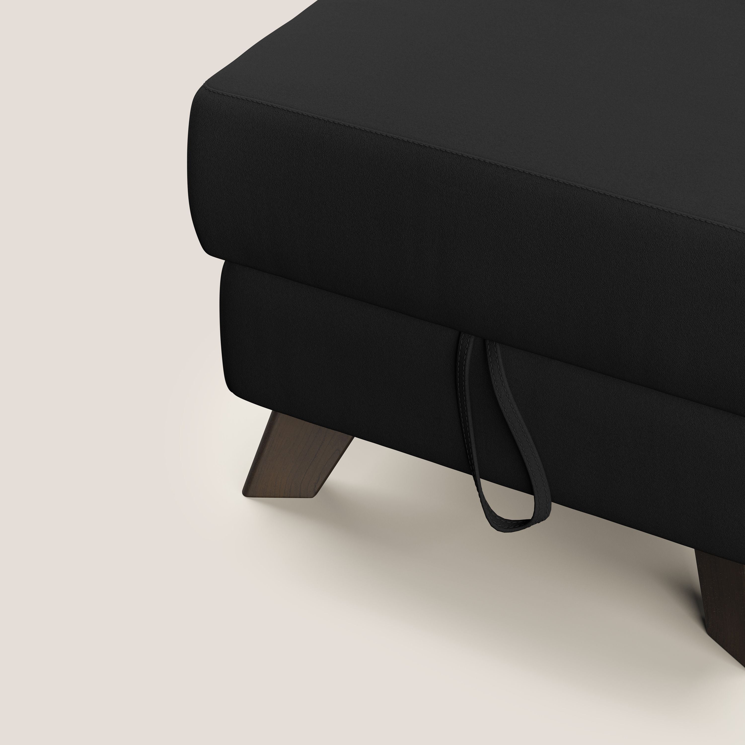 Moon Pouf contenitore e piedini alti in microfibra impermeabile T11 nero - divani.store