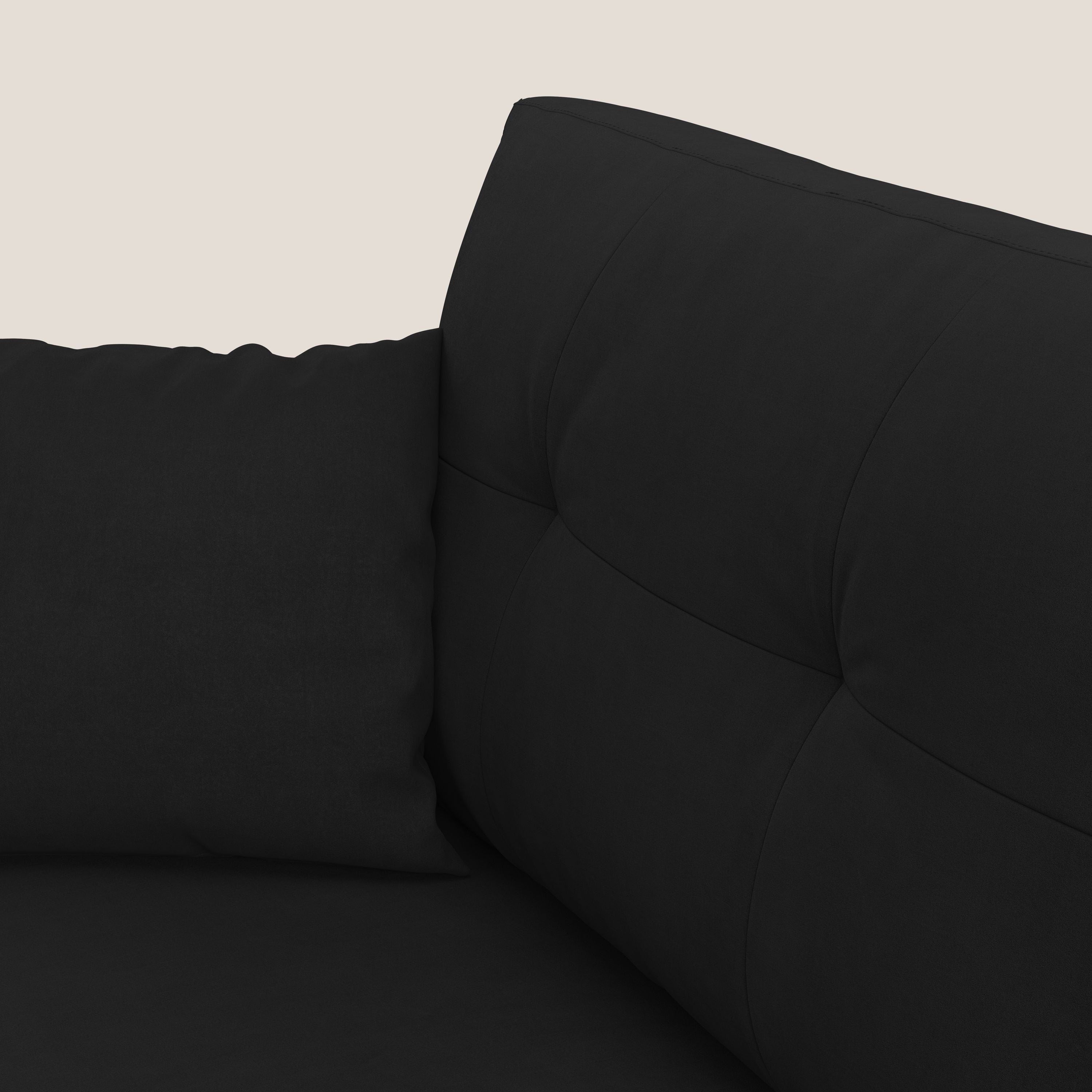Megan divano letto angolare in microfibra smacchiabile T11 nero - divani.store