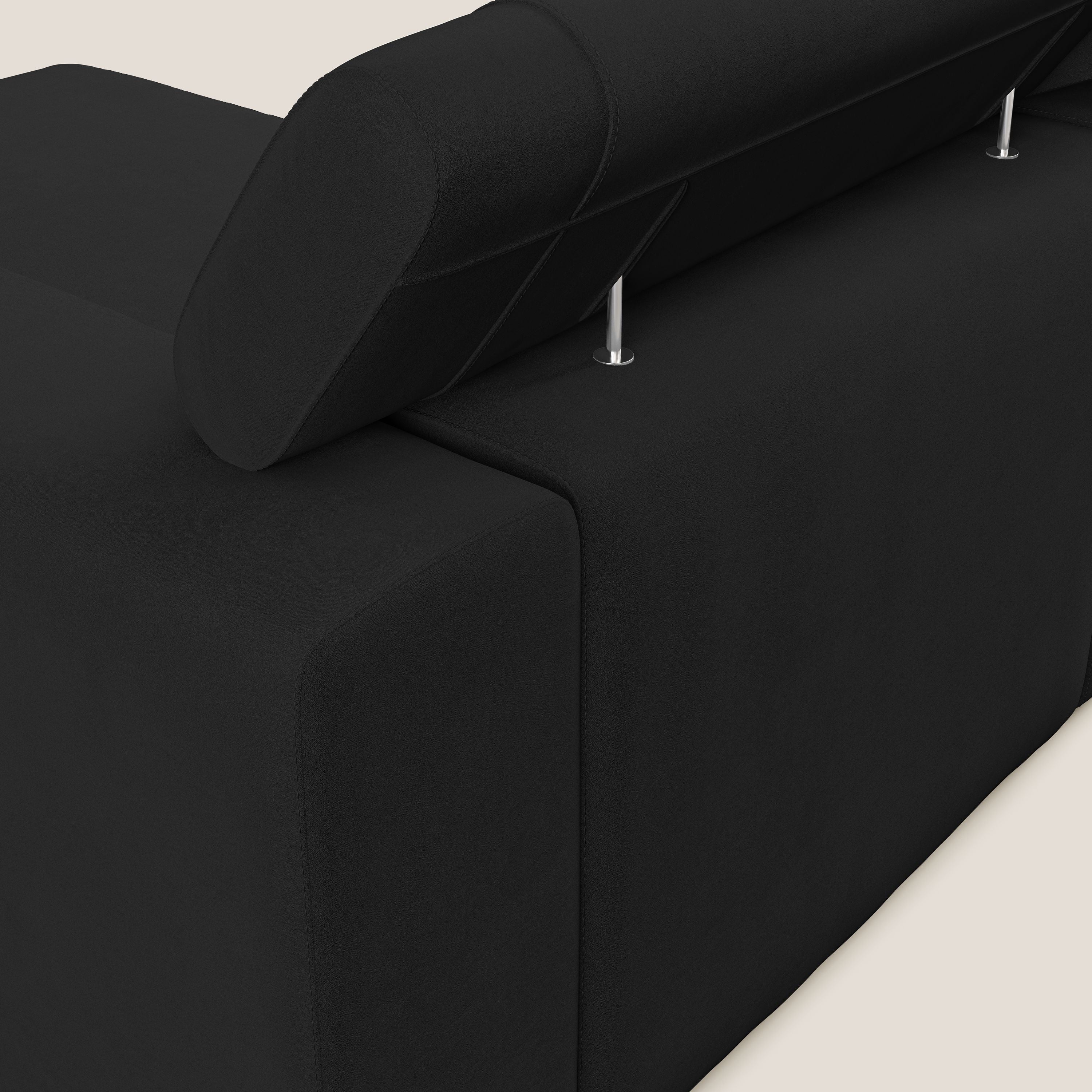 Vegas divano angolare con poggiatesta reclinabili in microfibra impermeabile T11 nero - divani.store