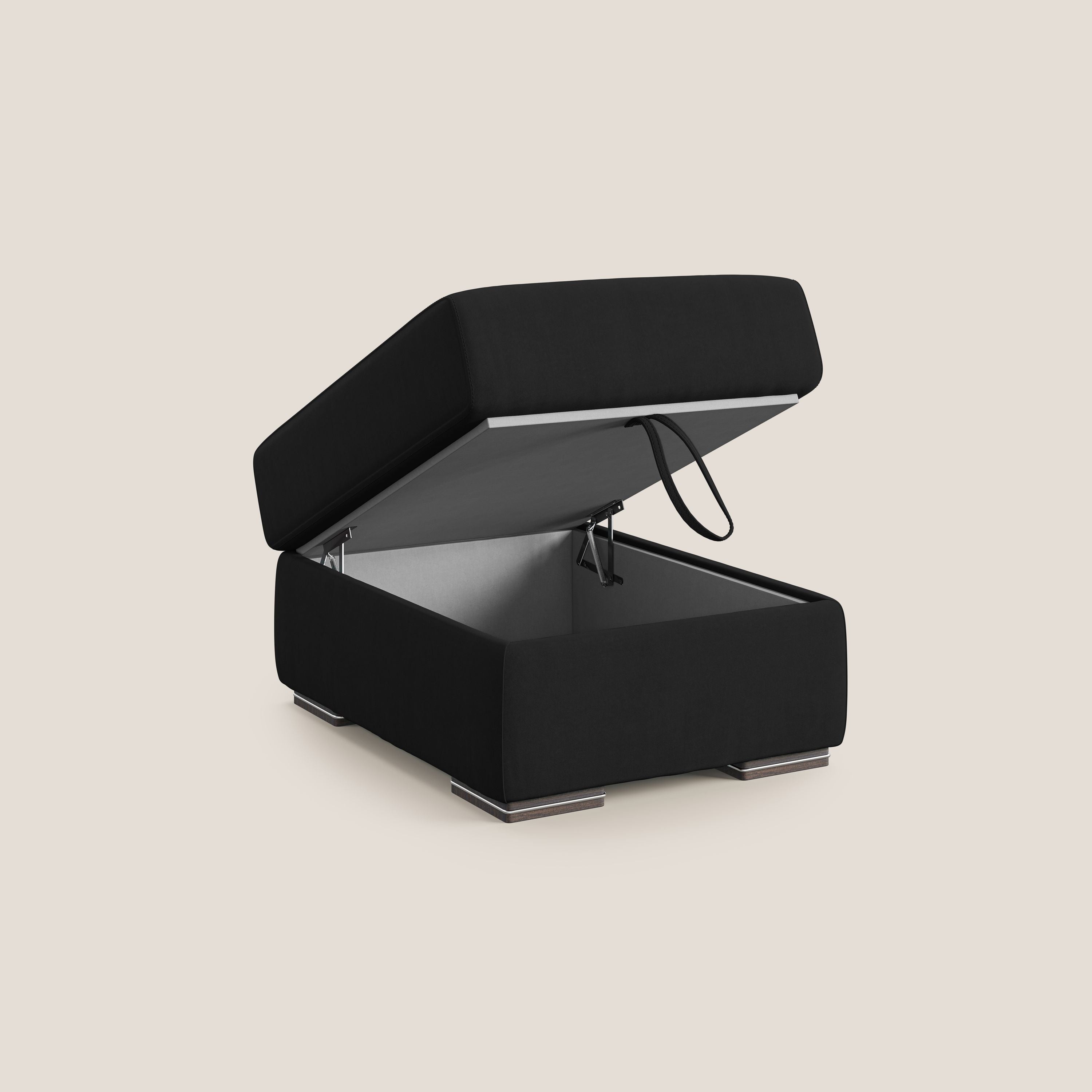 Sun pouf apribile contenitore in microfibra smacchiabile T11 nero - divani.store