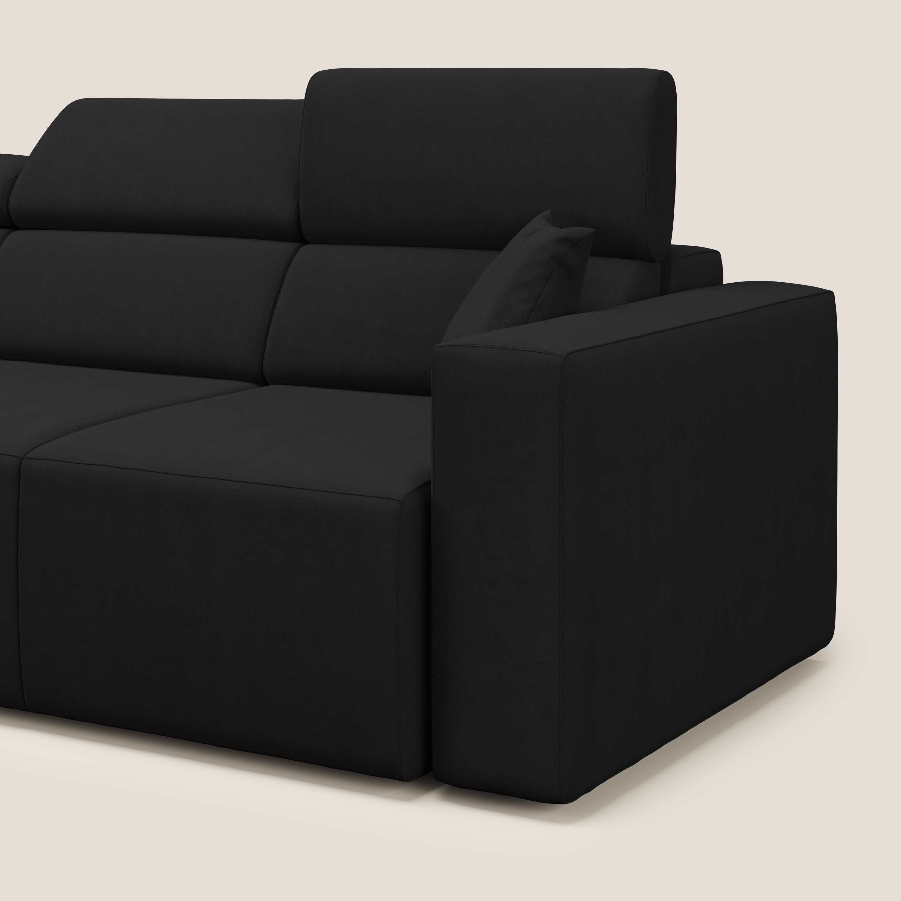 Orwell divano con 3 sedute estraibili in microfibra smacchiabile T11 nero - divani.store