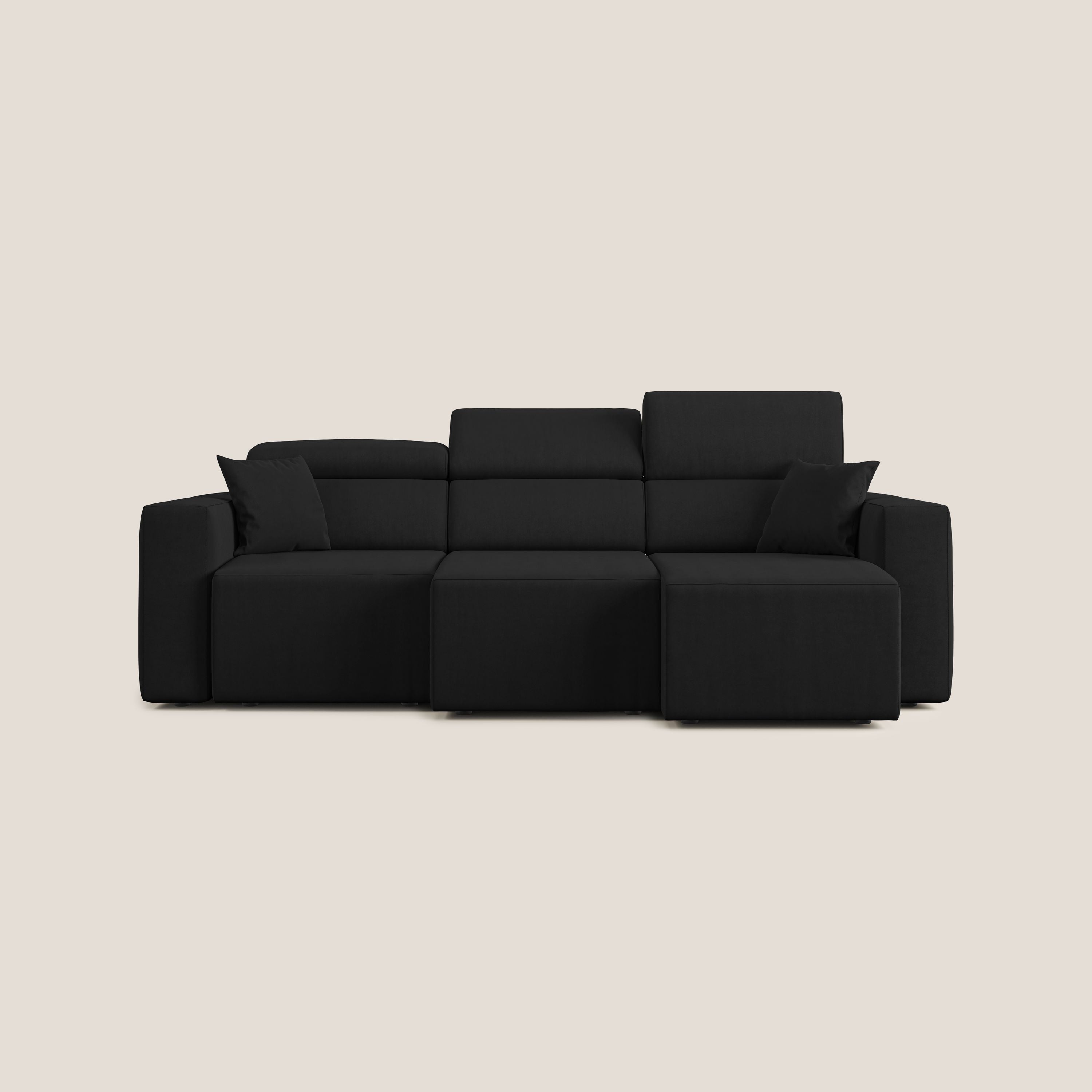 Orwell divano con 3 sedute estraibili in microfibra smacchiabile T11 nero - divani.store