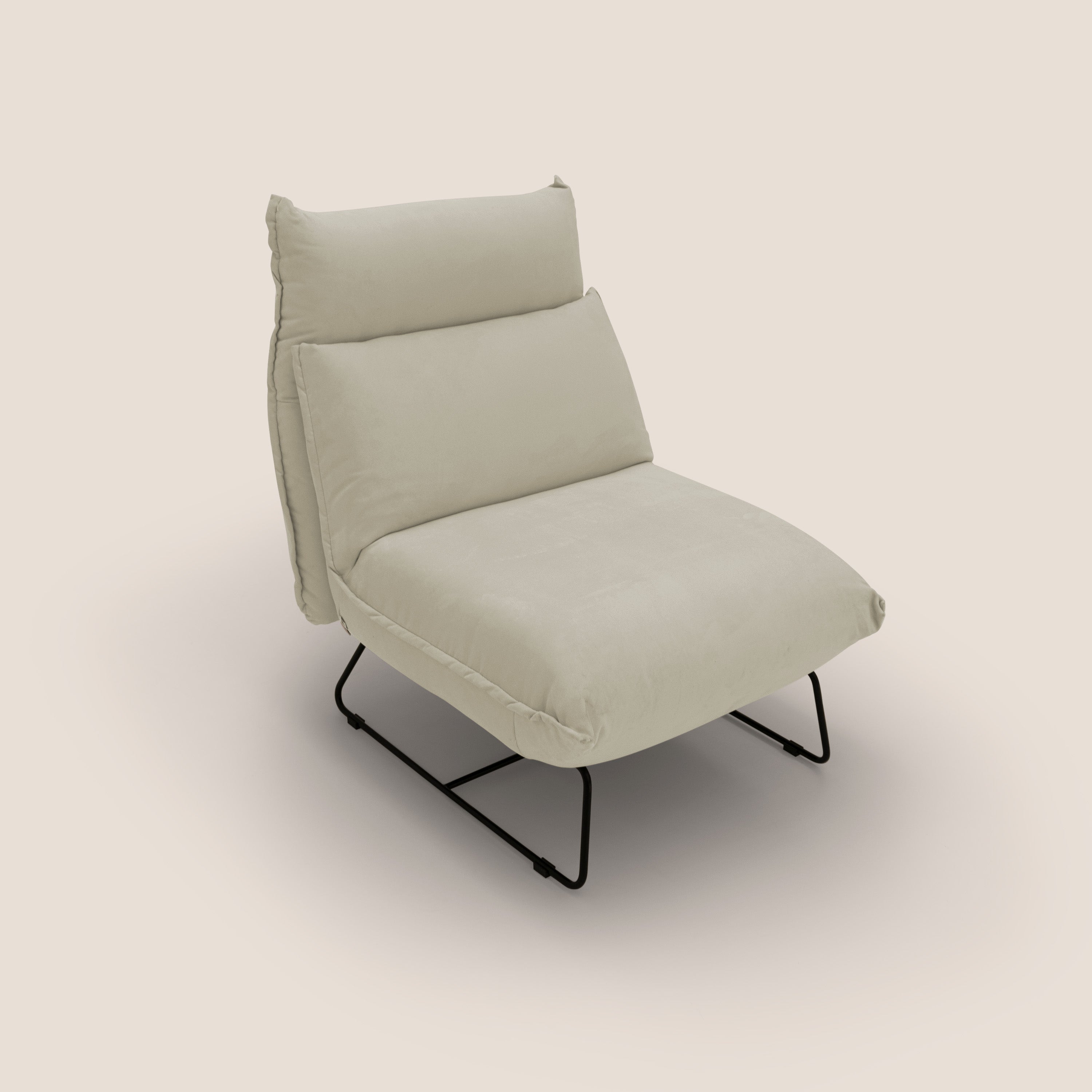 Tessa Poltroncina dal design moderno in morbida microfibra smacchiabile T11 panna - divani.store