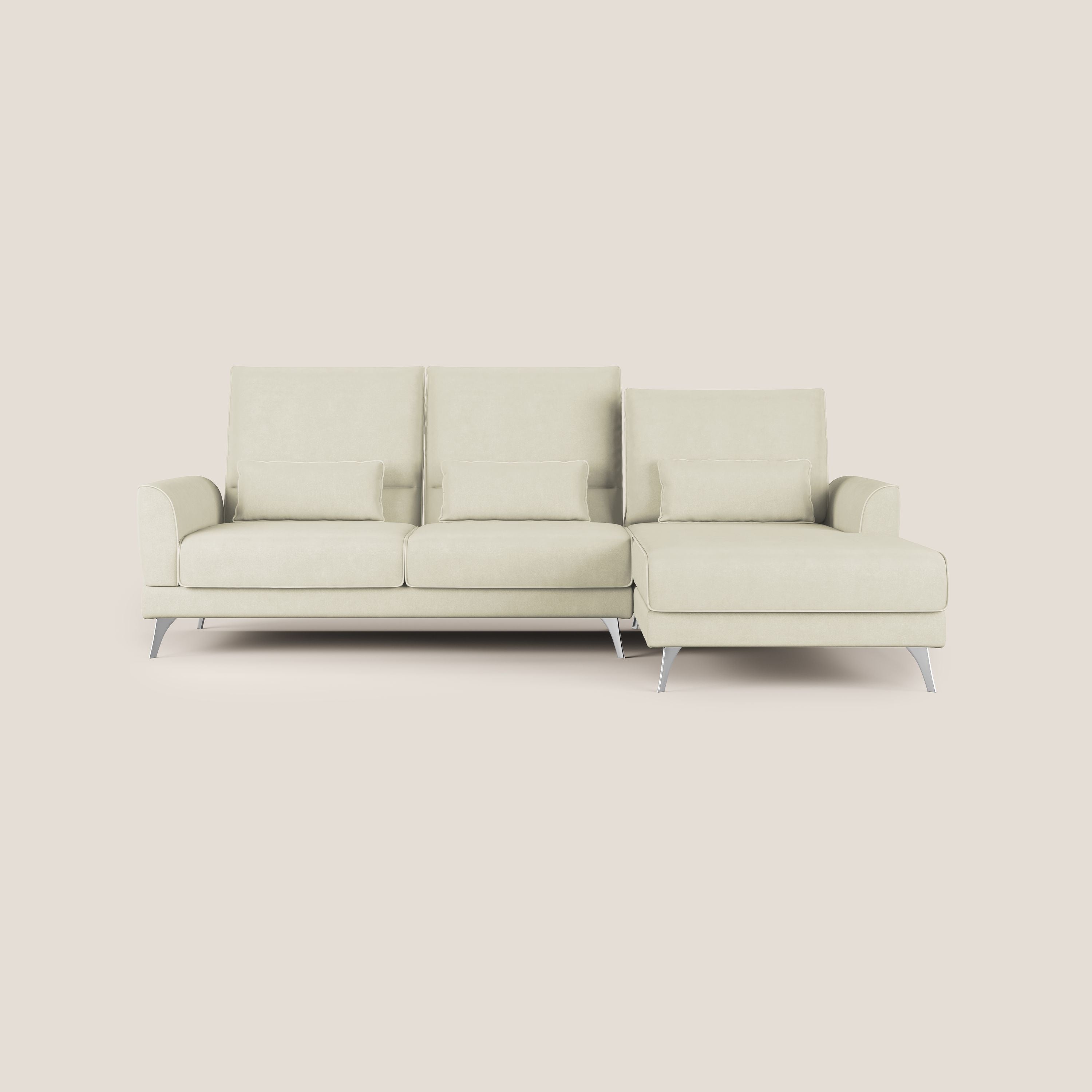 Tommy Divano angolare con relax e schienali traslanti in microfibra smacchiabile T11 panna - divani.store