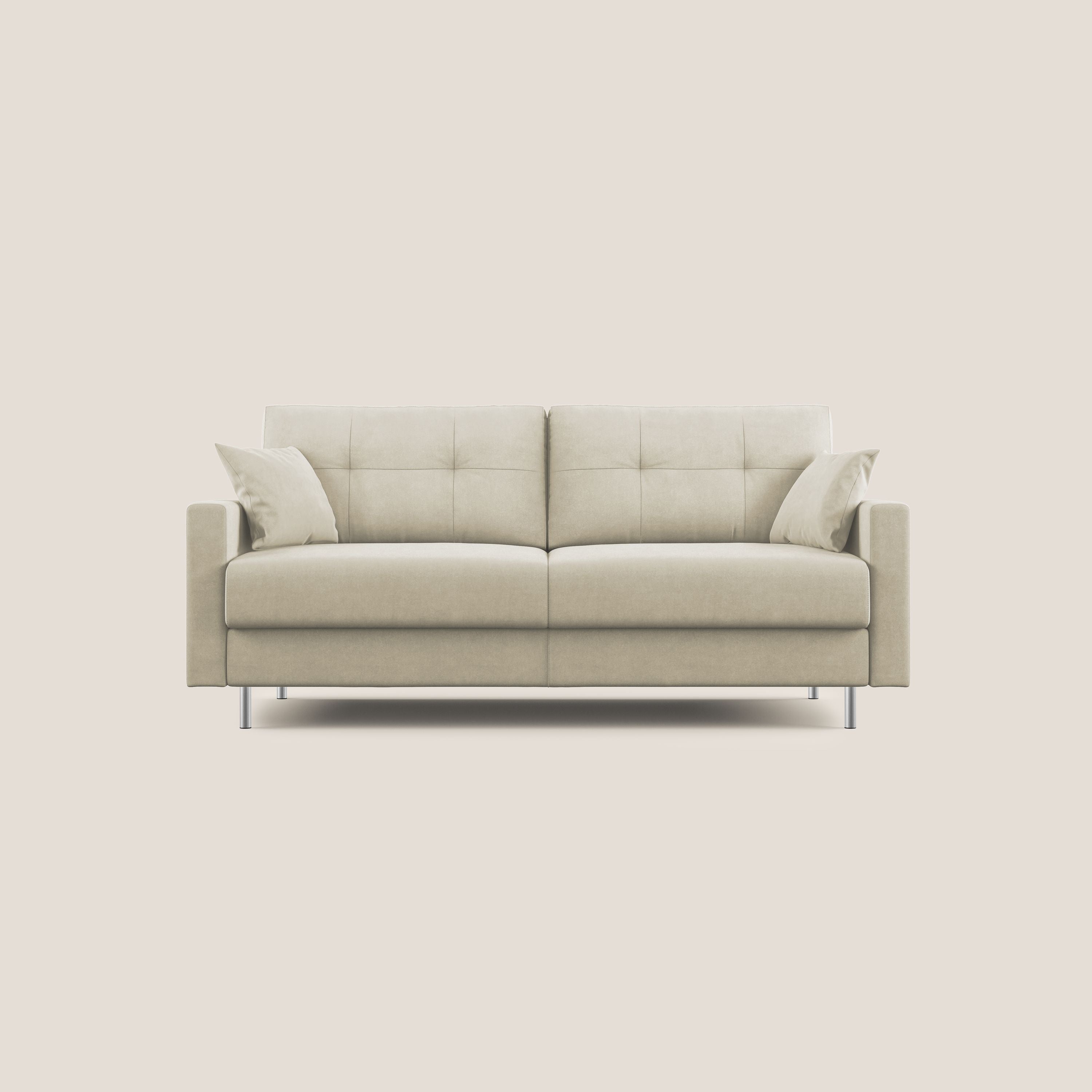 Megan divano letto matrimoniale in microfibra smacchiabile T11 panna - divani.store