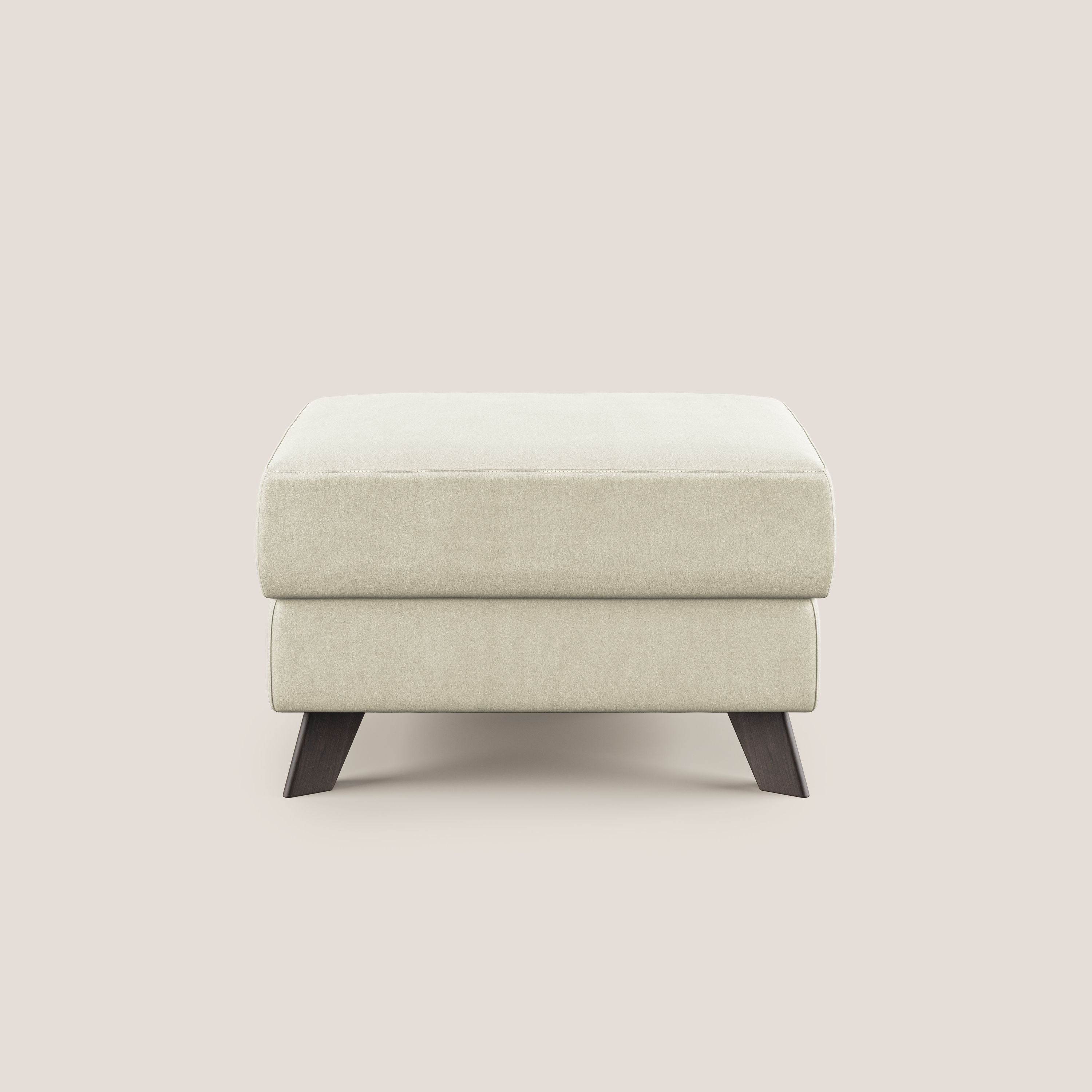 Moon Pouf contenitore e piedini alti in microfibra impermeabile T11 panna - divani.store