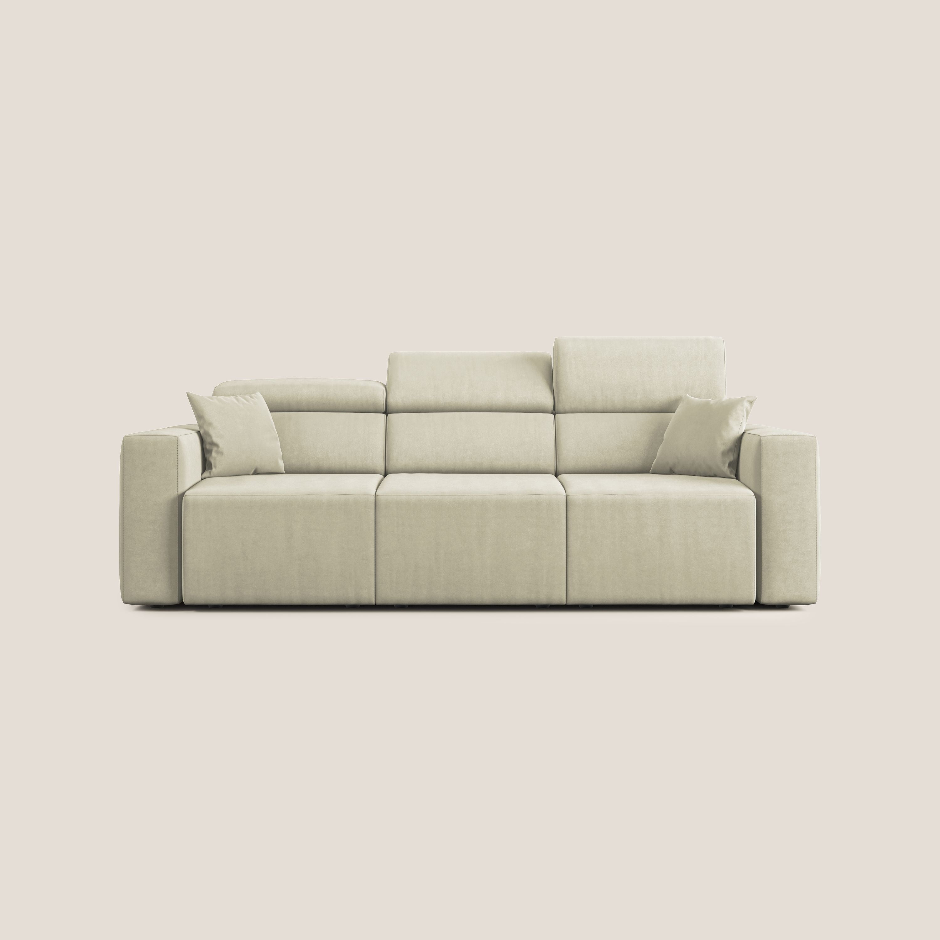 Orwell divano con 3 sedute estraibili in microfibra smacchiabile T11 panna - divani.store